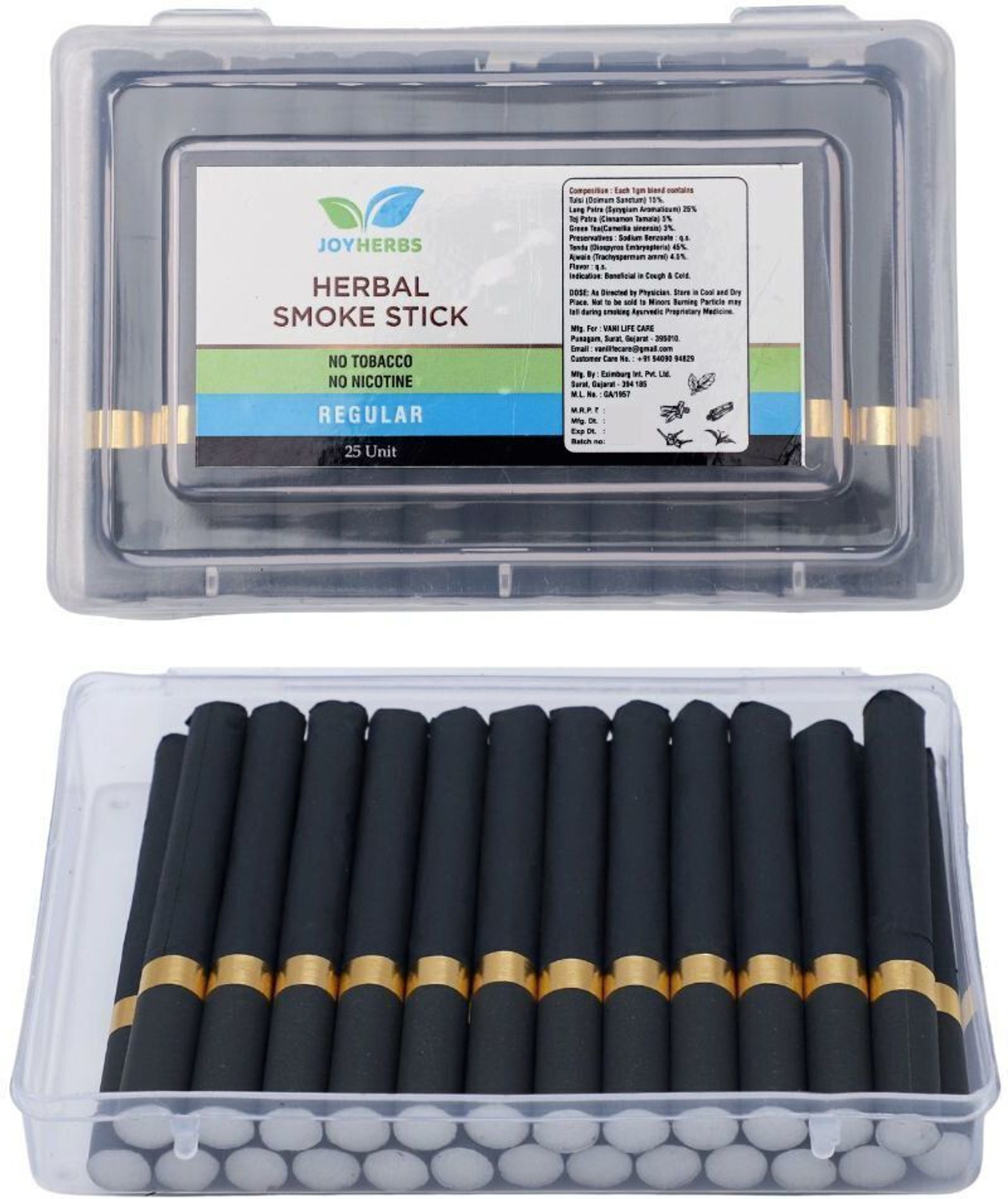 Image of JOYHERBS REGULAR Herbal Cigarettes, Delicate Taste 25-Stick Flip Top Pack Smoking Cessations