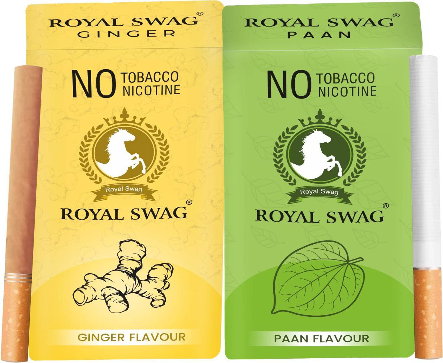 royal swag cigarettes ROYAL SWAG Natural Herbal Cigarettes 20 Sticks (Ginger, PAAN Flavour With  Ayurvedic Herb) Smoking Cessations Price in India
