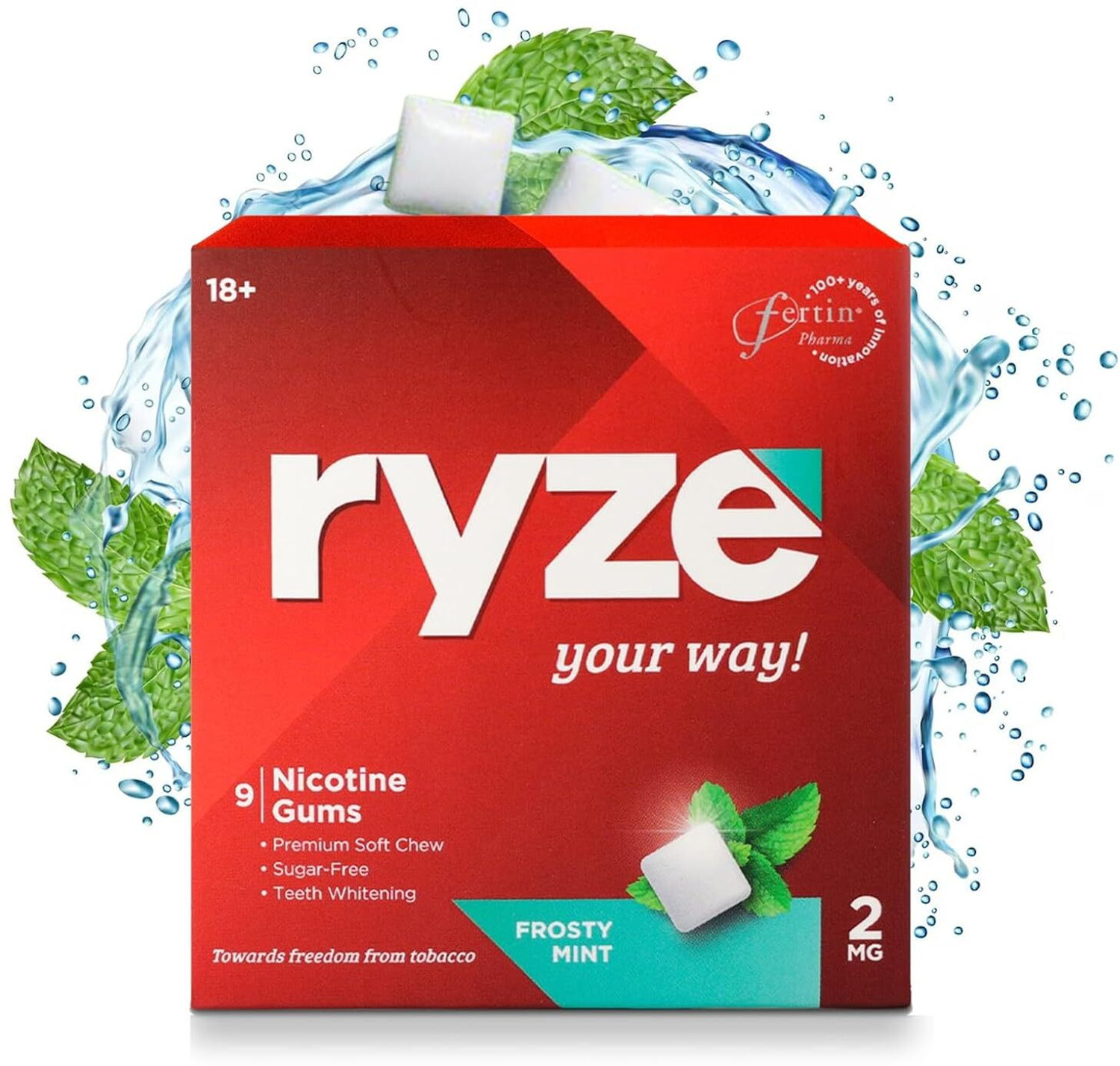 Image of Ryze NRT 2mg (Frosty Mint) Gums Single Pack - 9 Gum Blister Smoking Cessations