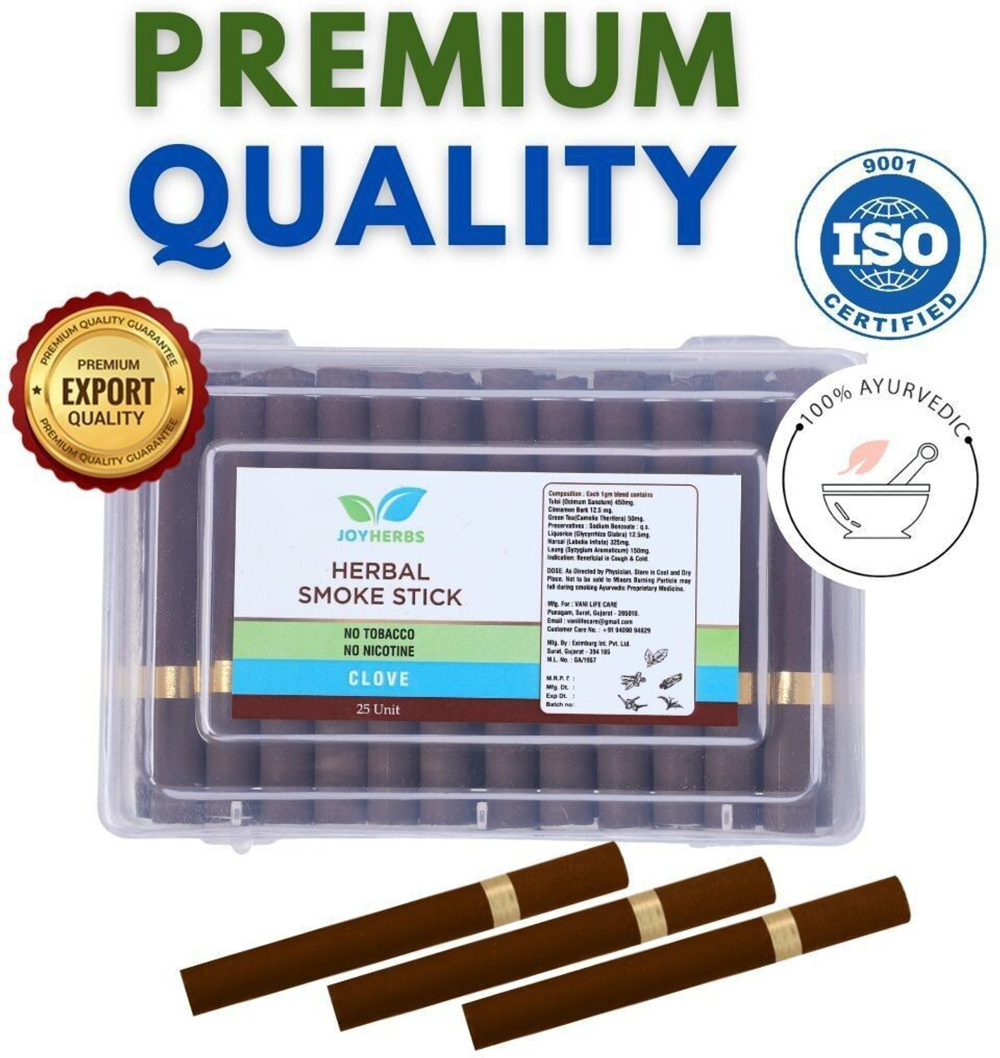 Image of JOYHERBS Clove Herbal Cigarettes - Organic Herbs with No Nicotine and No Tobacco - Smoking Cessations