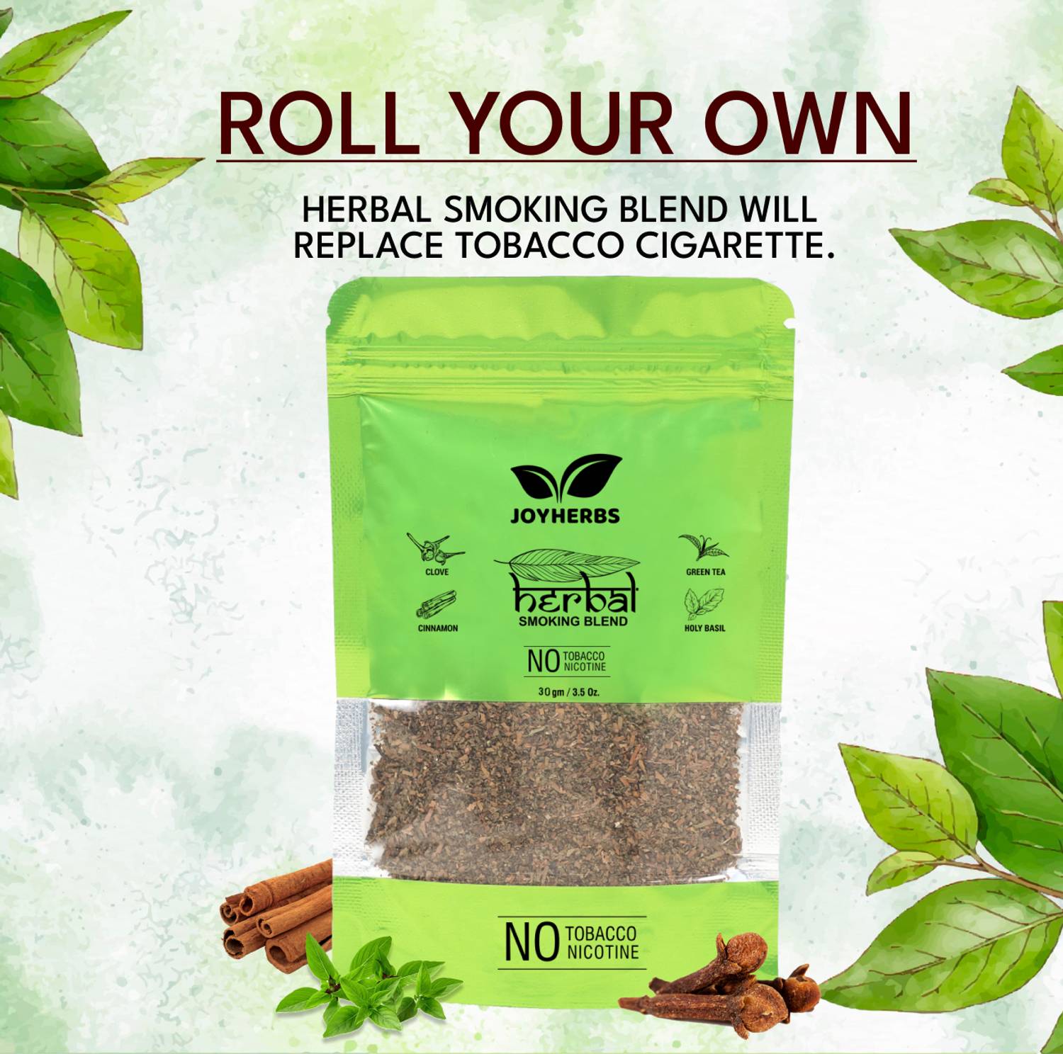 herbs to replace tobacco JOYHERBS Herbal Smoking Mixture Blend Of Ayurvedic Herbs 30g Tobacco Free &  Nicotine Free Smoking Cessations Price in India