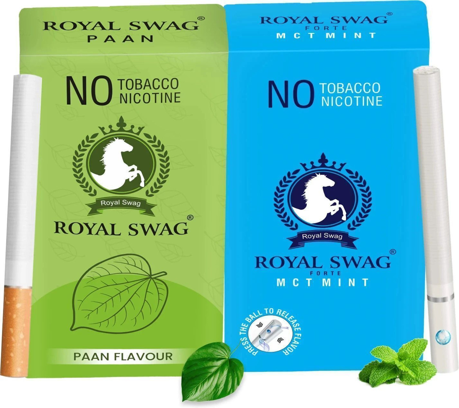 Image of ROYAL SWAG Ayurvedic Herbal Cigarettes PAAN, Mint Flavor - 20 Sticks Ayurvedic Dhumapana Smoking Cessations