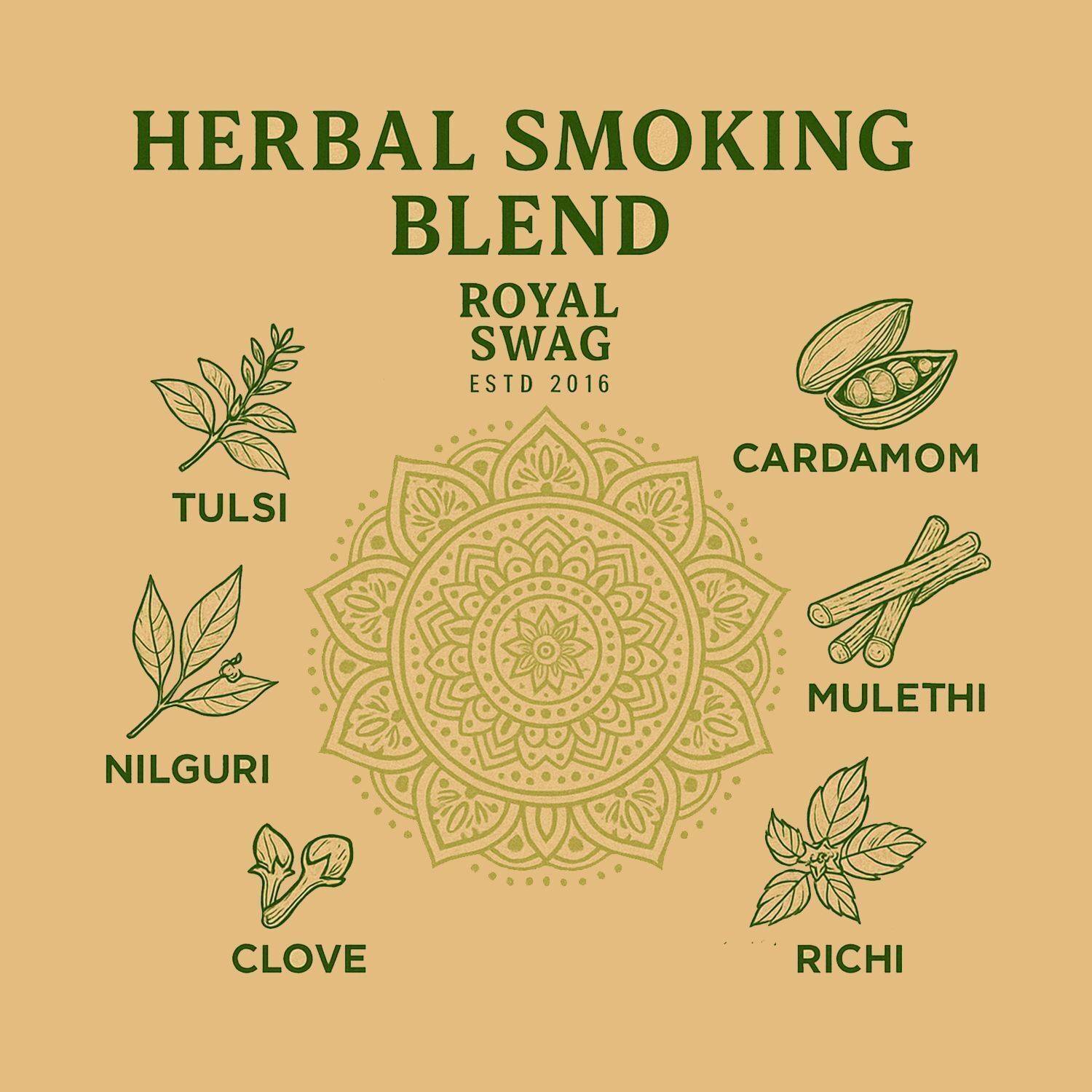 tulsi royal tobacco ROYAL SWAG Ayurvedic Herbal Smoking Mixture Tulsi Flavour 10g Tobacco-Free  Blend Smoking Cessations Price in India