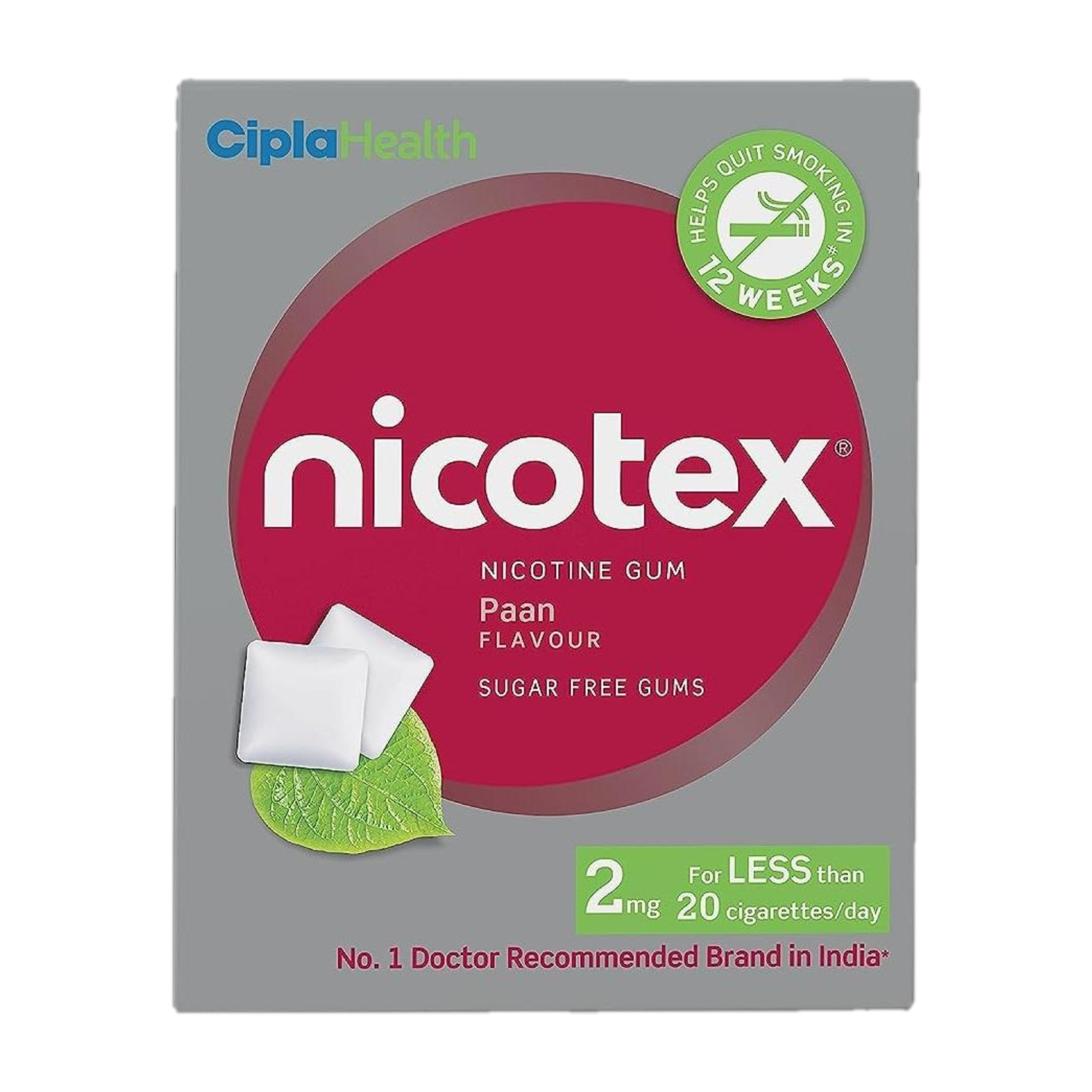 Image of Nicotex 2mg 12 Gums Paan Flavour Smoking Cessations