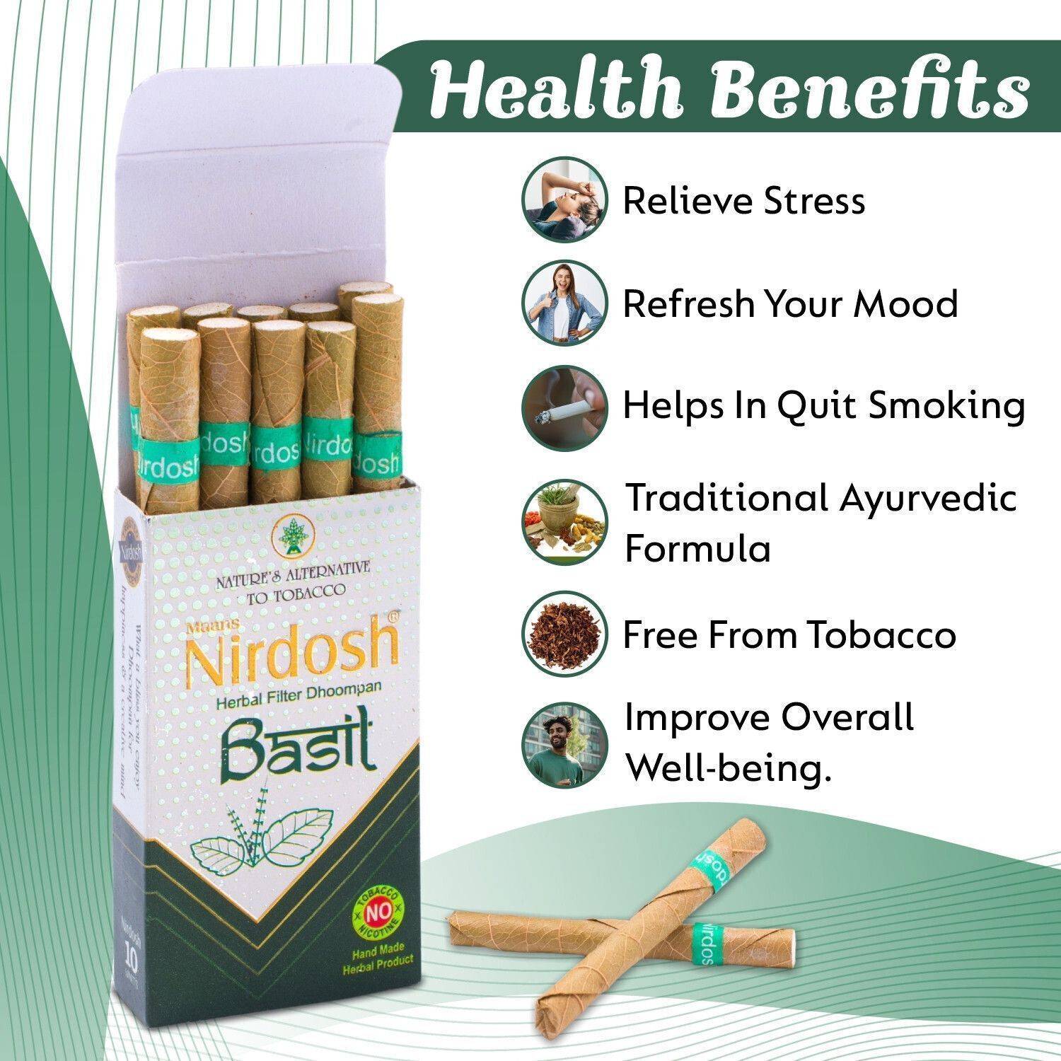 herbal cigarettes healthy Nirdosh Basil 10 units (10 Packets) Smoking Cessations Price in India