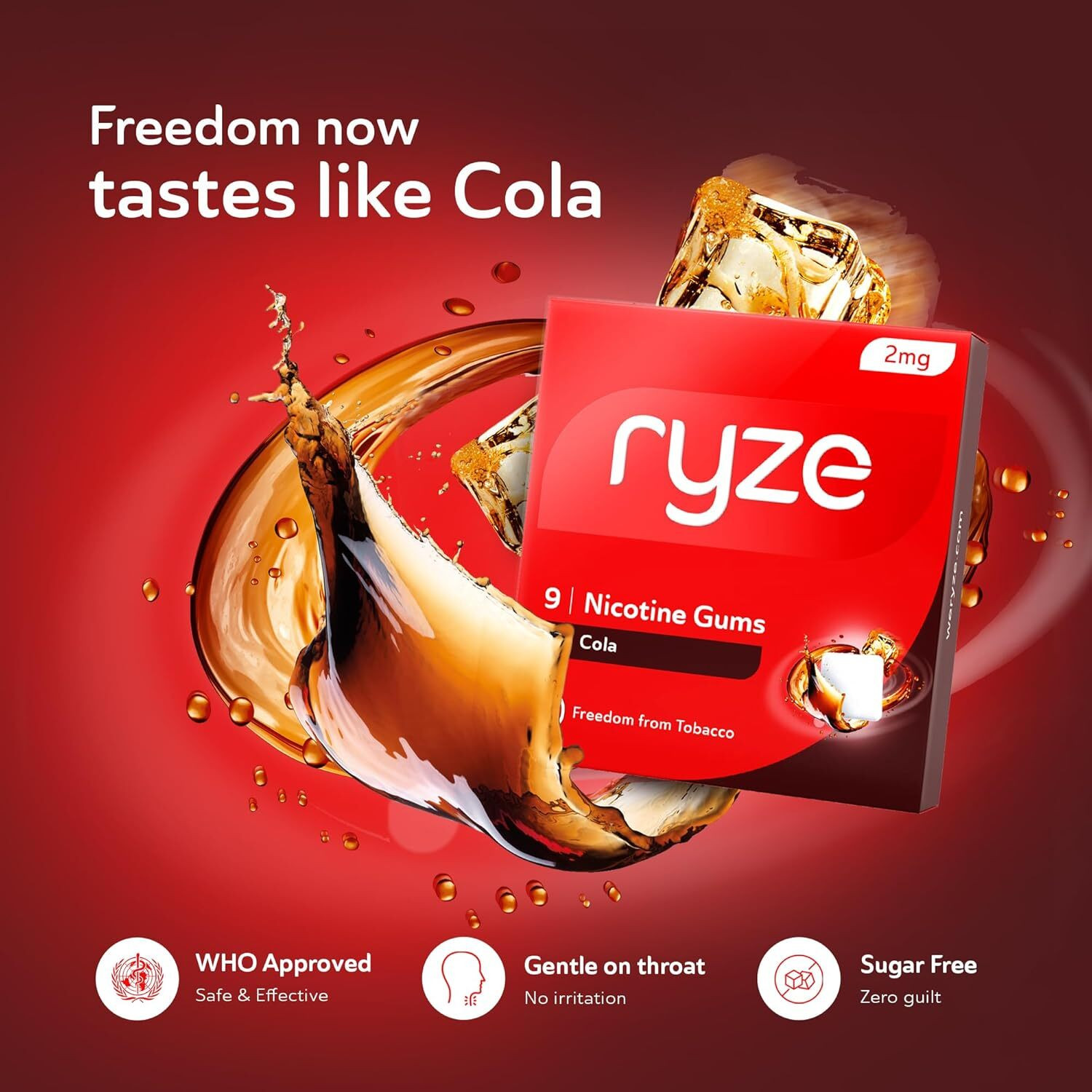 Image of Ryze Cola Flavour 2mg Nicotine gums ( 9 gums each pack) Smoking Cessations