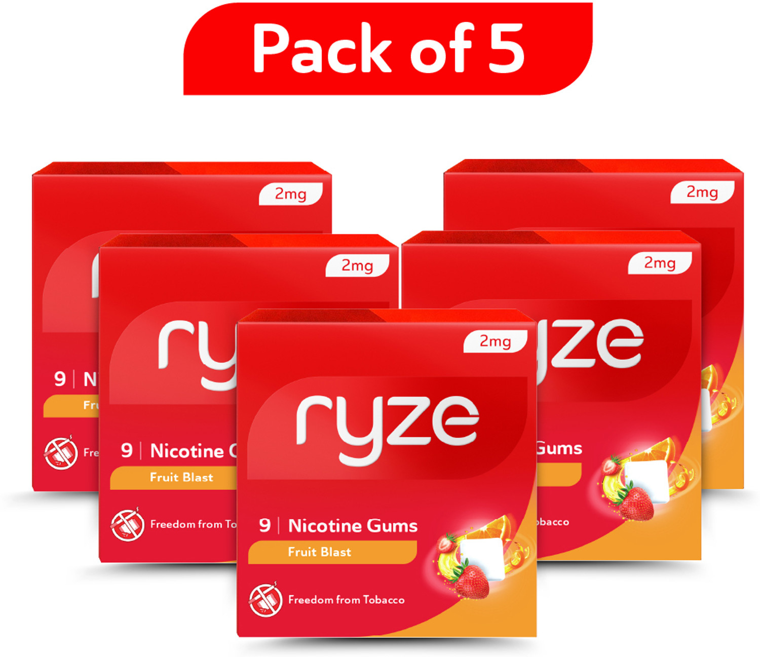 Image of Ryze Nicotine Gum 2mg (Fruit Blast) | 9 Gums Smoking Cessations