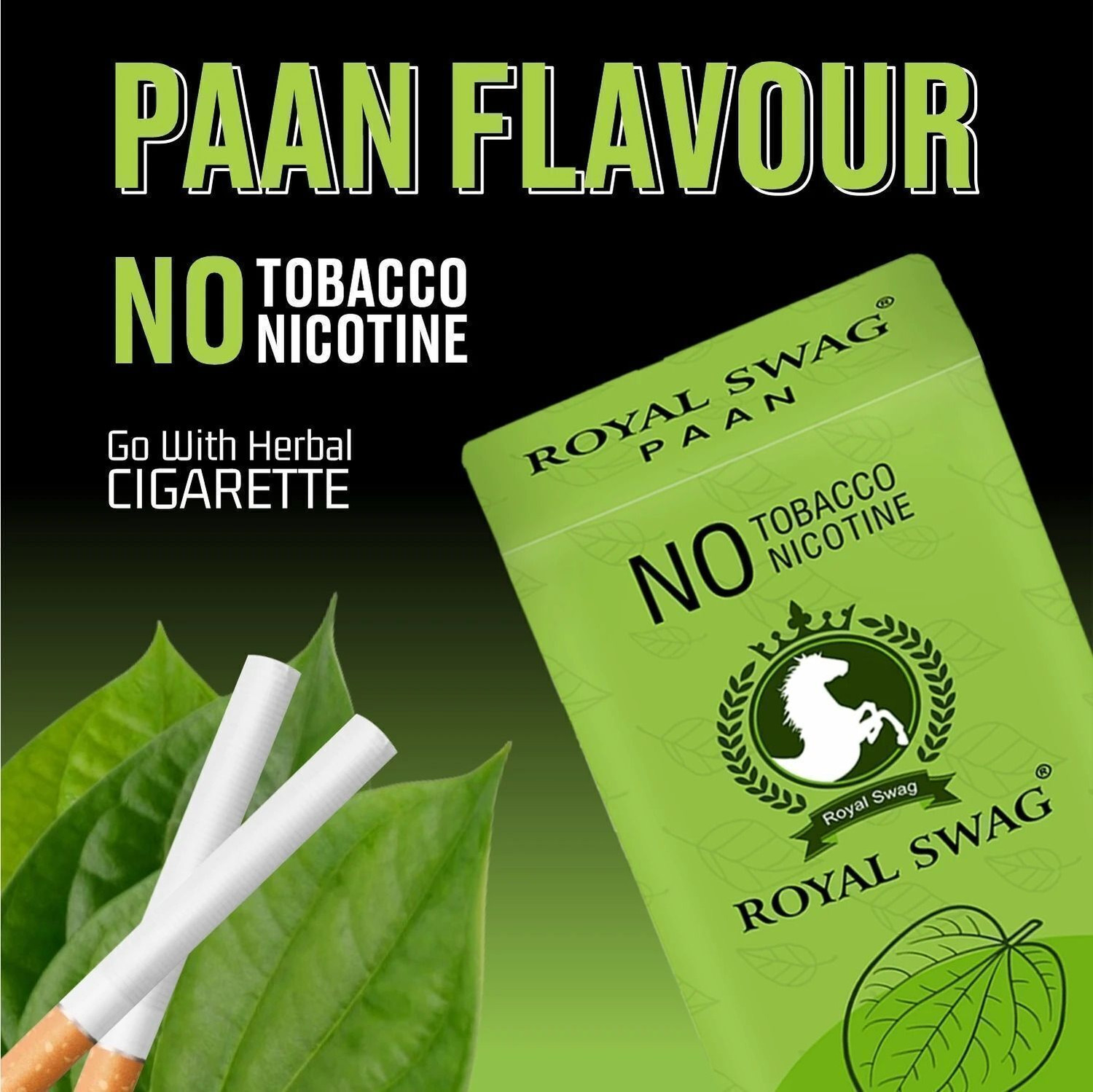 Image of ROYAL SWAG Ayurvedic Herbal Cigarettes PAAN, Mint Flavor - 20 Sticks Ayurvedic Dhumapana Smoking Cessations