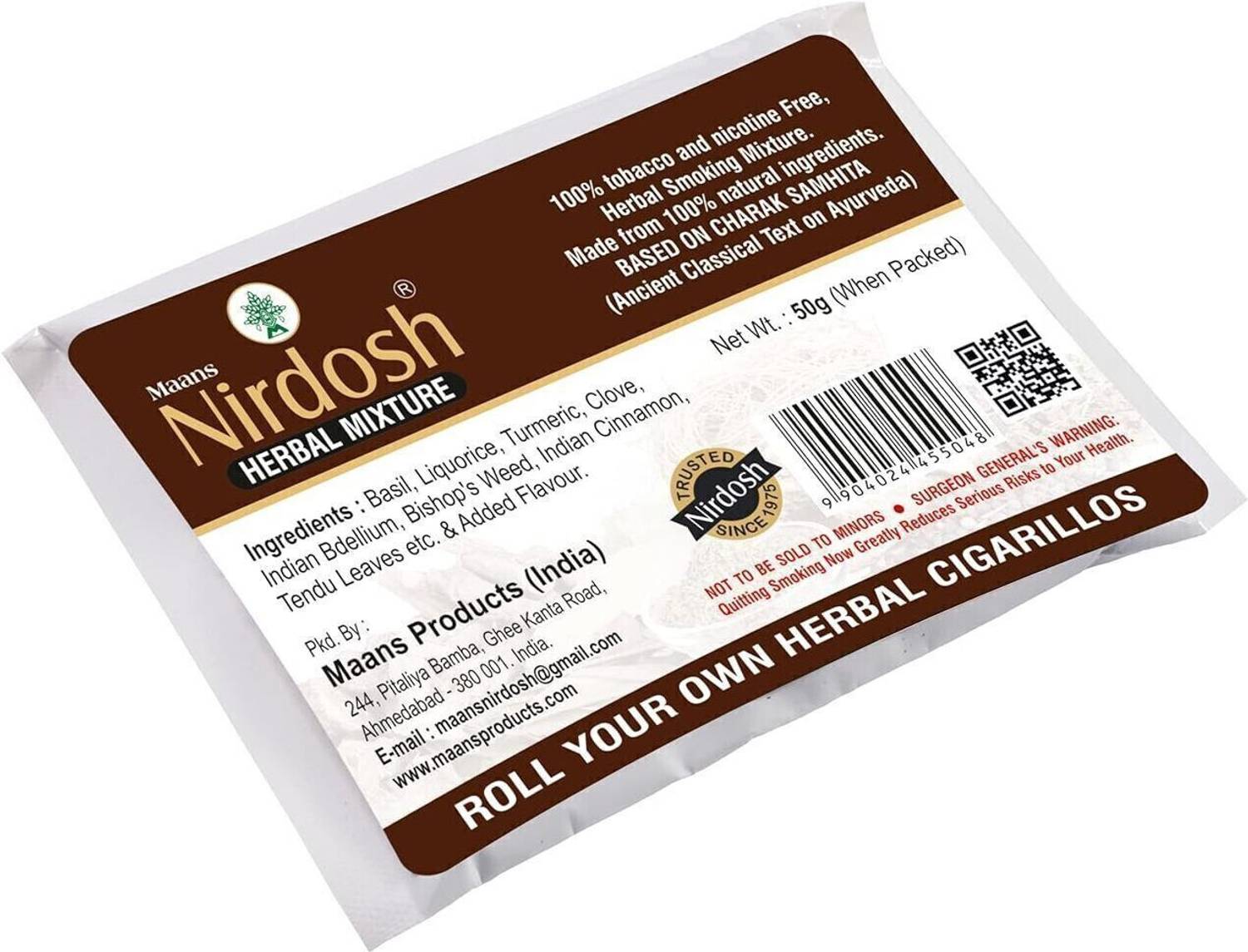 nirdosh herbal cigarettes ingredients Raw Mixture Icey Mint Flavor Nirdosh coffee flavour(2 pouch) Smoking