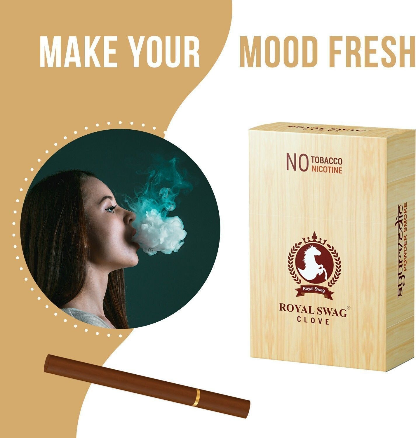 Image of ROYAL SWAG Ayurvedic Herbal Cigarette Clove Flavour(20 Stick) Tobacco And Nicotine Free Smoking Cessations