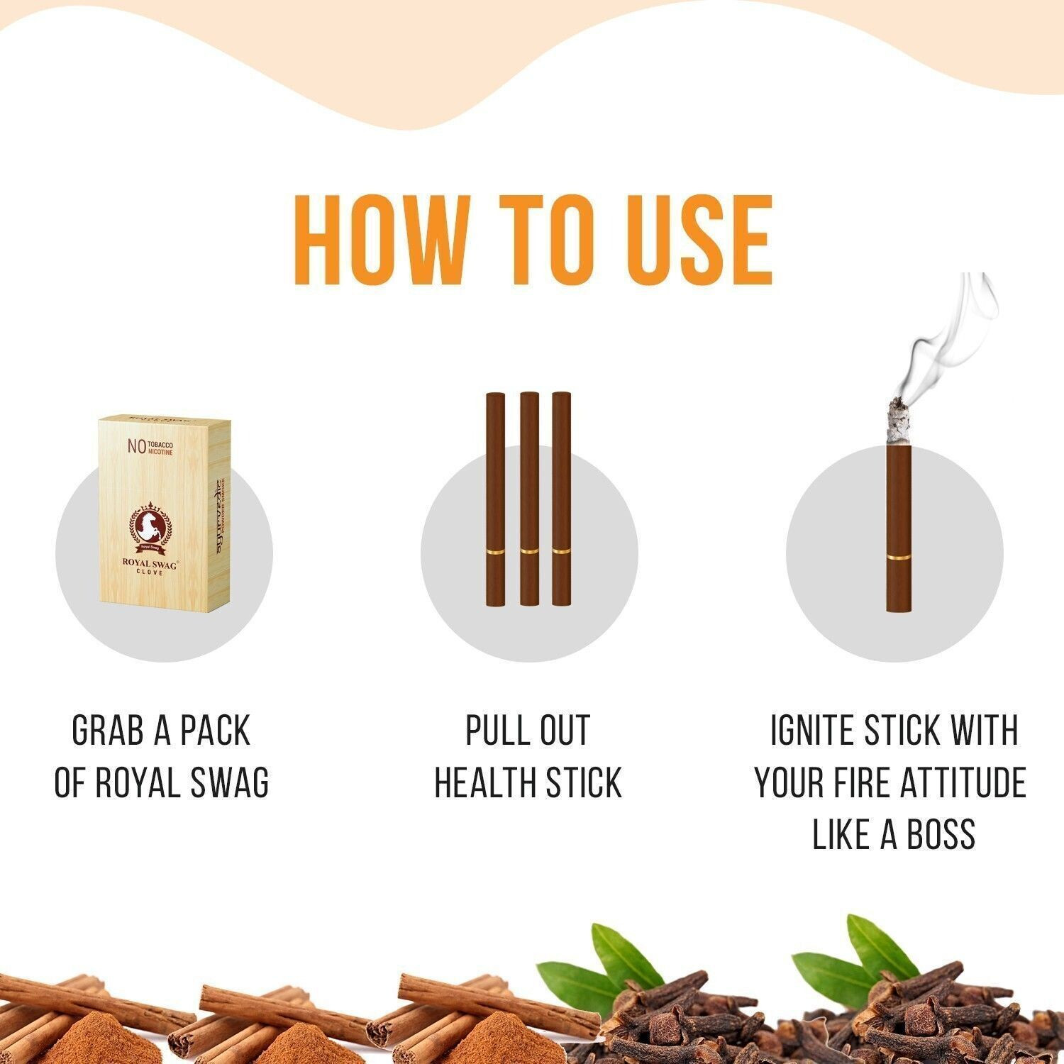 Image of ROYAL SWAG Ayurvedic Herbal Cigarette Clove Flavour(20 Stick) Tobacco And Nicotine Free Smoking Cessations