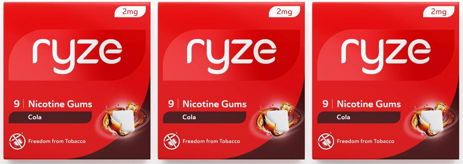 Ryze Cola Flavour 2mg Nicotine Gums 9 Pack - Image 1