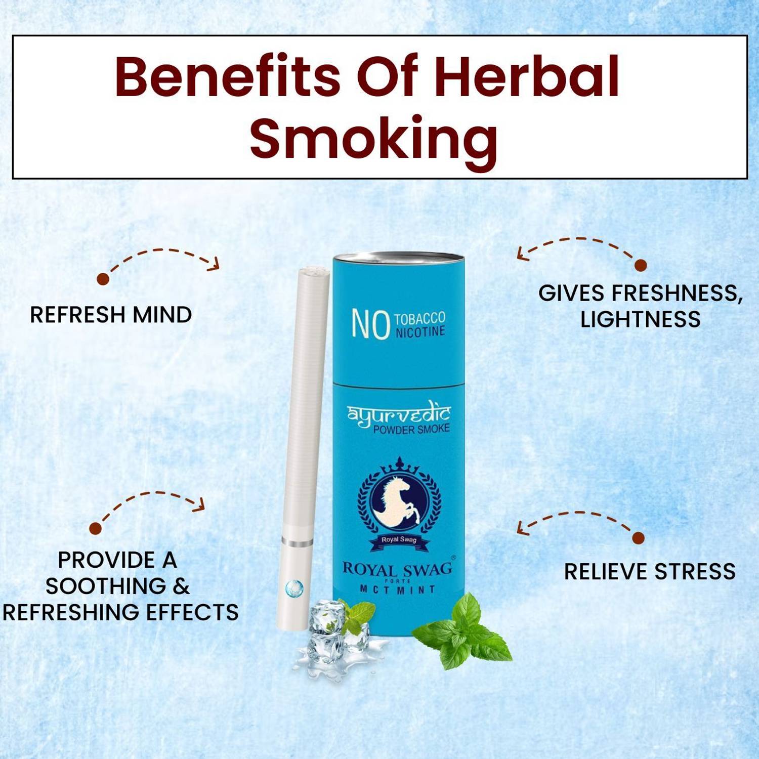 benefits of herbal cigarettes ROYAL SWAG Ayurvedic & Herbal Cigarette, Mint Flavour Smoke Tobacco Free  Cigarettes with Shot Helps in Quit Smoking