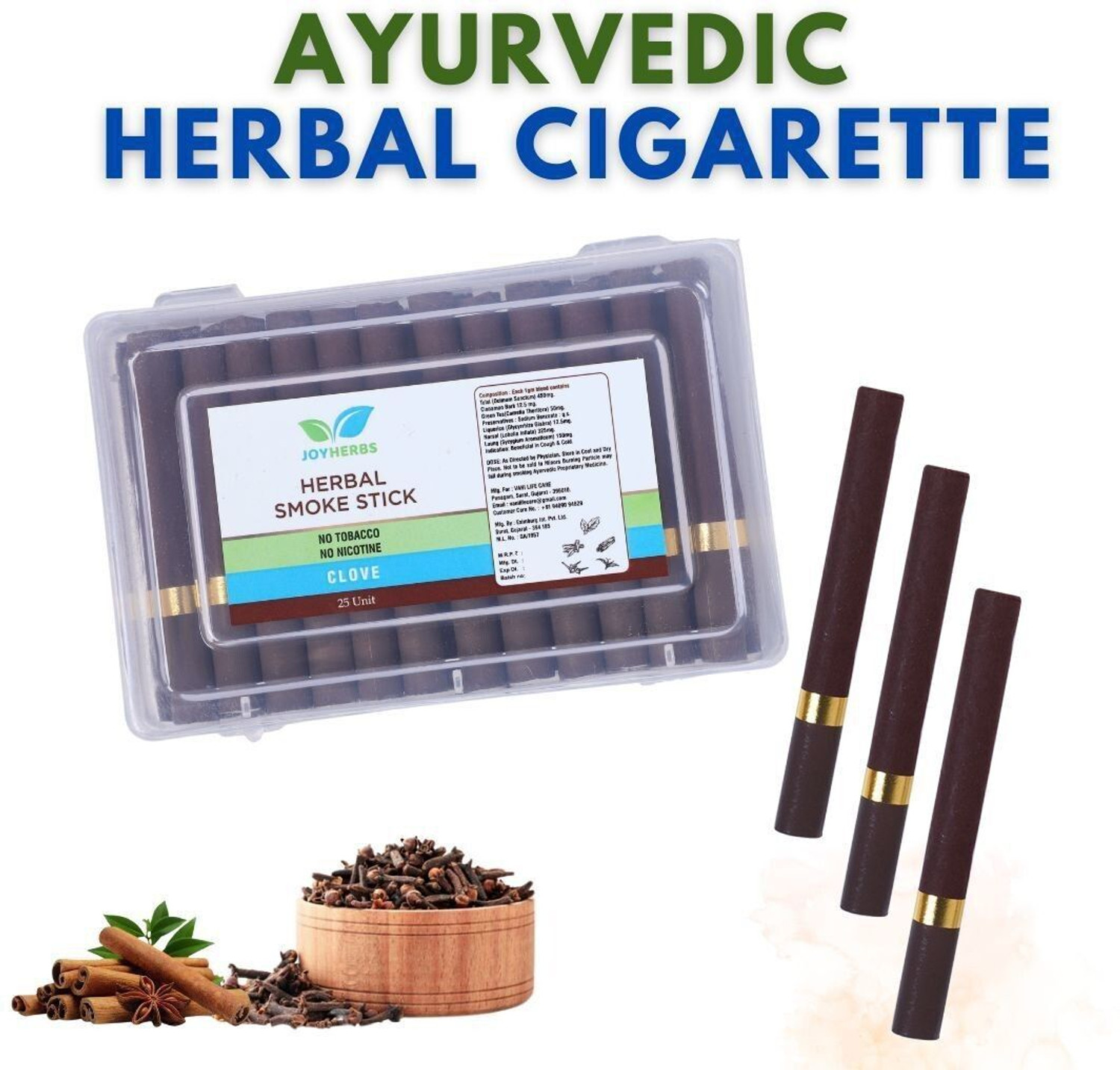 Image of JOYHERBS Clove Herbal Cigarettes - Organic Herbs with No Nicotine and No Tobacco - Smoking Cessations