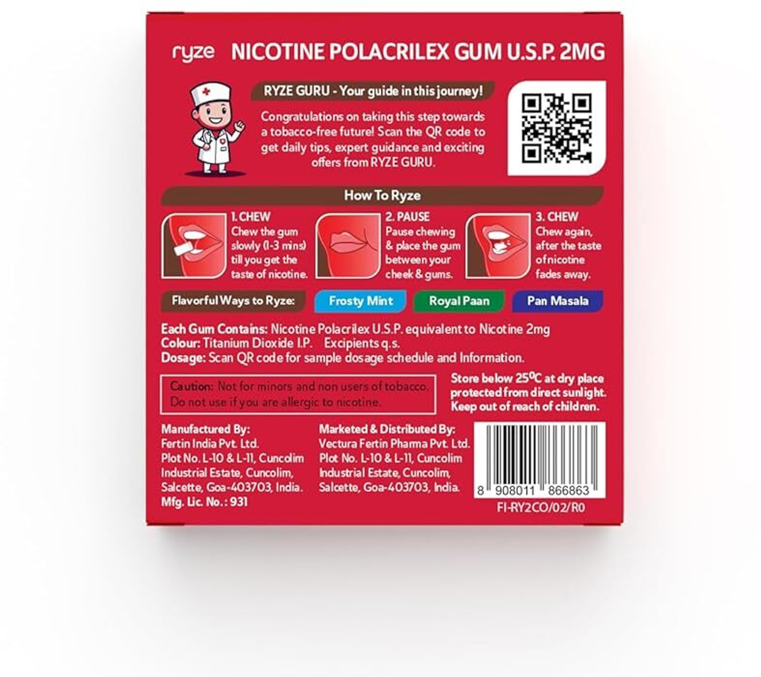 Image of Ryze Cola Flavour 2mg Nicotine gums ( 9 gums each pack) Smoking Cessations