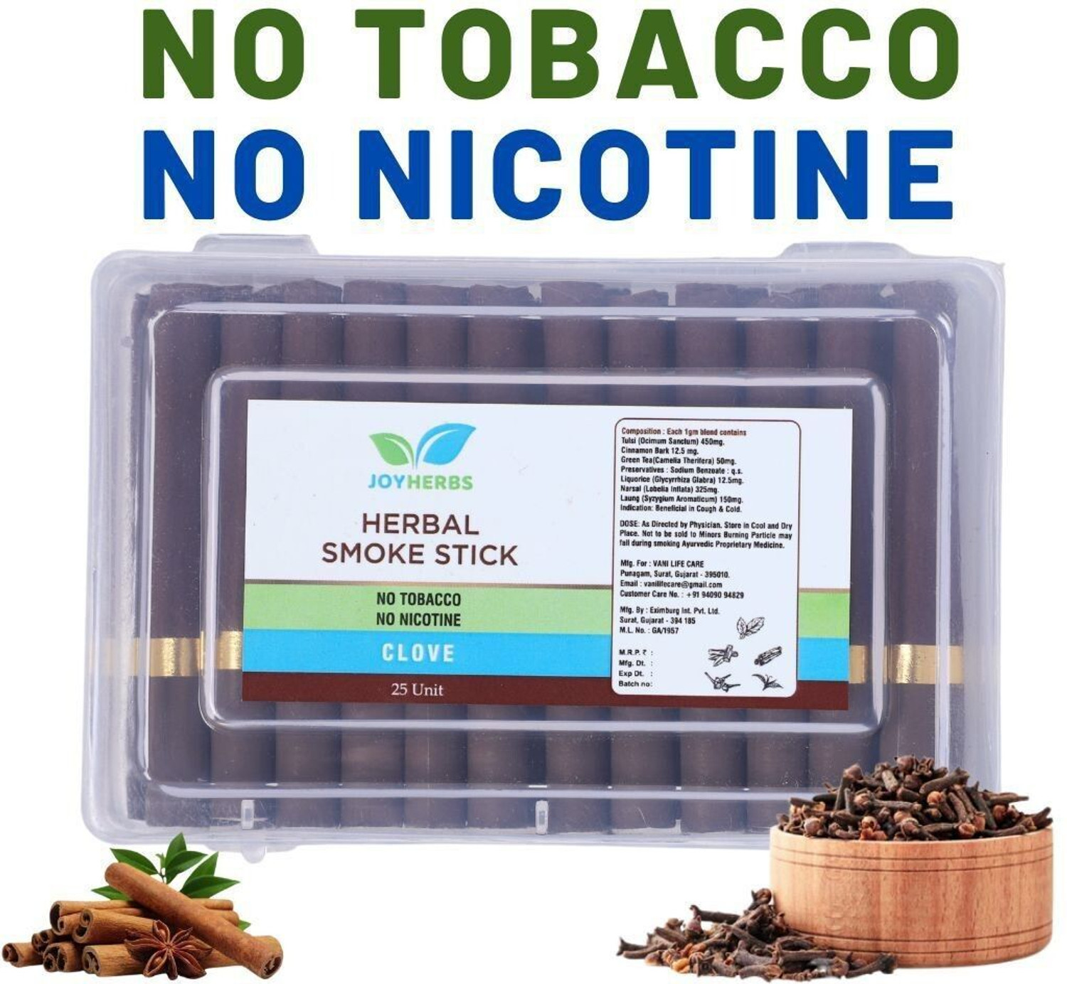 Image of JOYHERBS Clove Herbal Cigarettes - Organic Herbs with No Nicotine and No Tobacco - Smoking Cessations