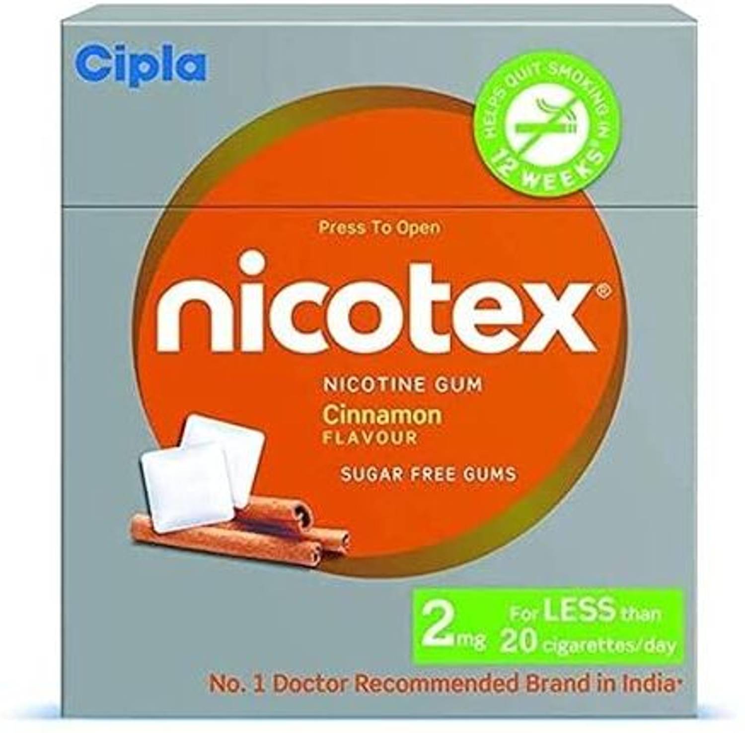 Cipla Nicotex Nicotine Cinnamon Gums 2mg | 12 Gums Each Pack Smoking  Cessations Price in India - Buy Cipla Nicotex Nicotine Cinnamon Gums 2mg