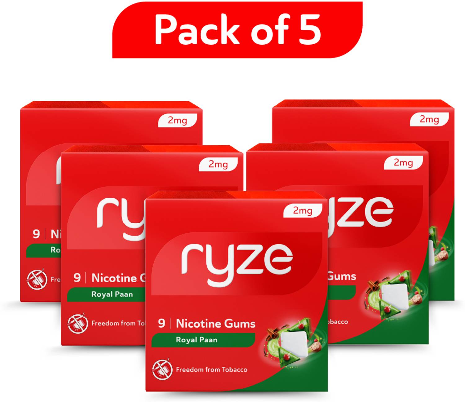 Ryze Nicotine Gum 2mg (Royal Paan) 9 Gums - Image 2