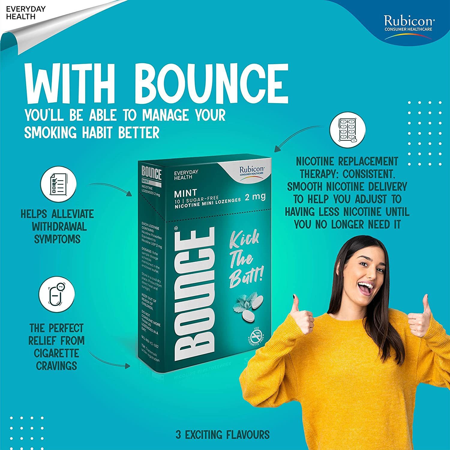Image of RUBICON Bounce Nicotine 2Mg Lozenges (Pack 10 X 15s) |Quit Smoking-Cherry Flavor Smoking Cessations