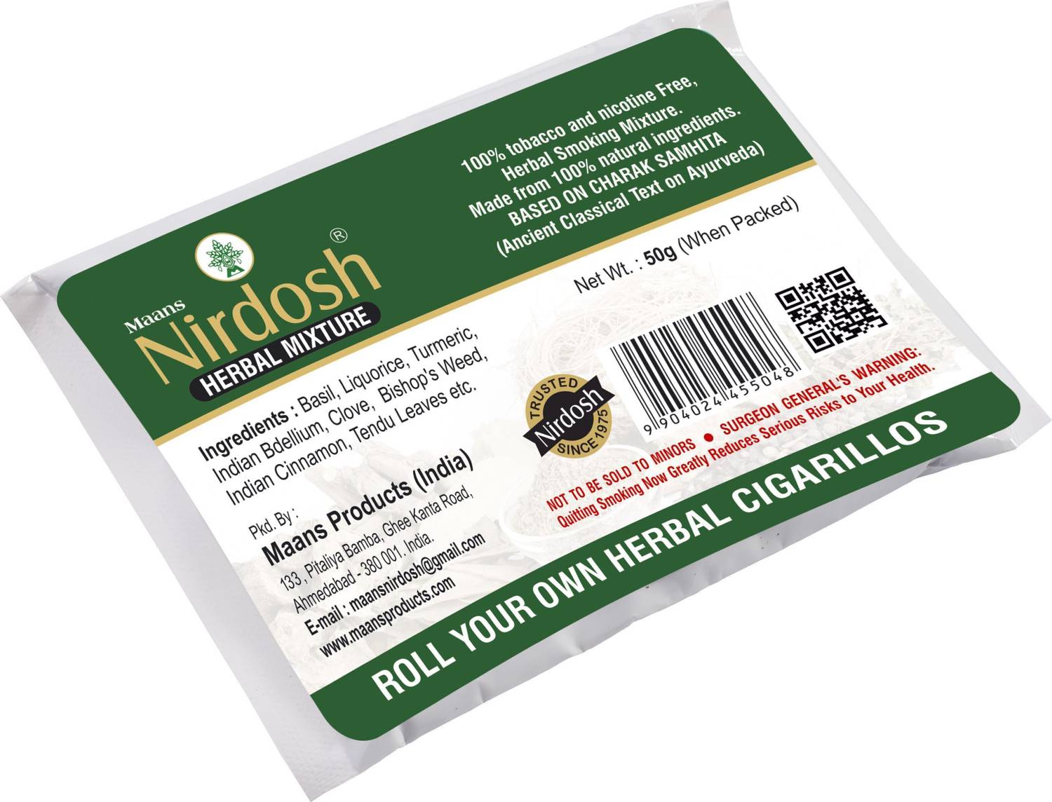 nirdosh herbal cigarettes ingredients Nirdosh original flavour(4 pouch) Smoking Cessations Price in India