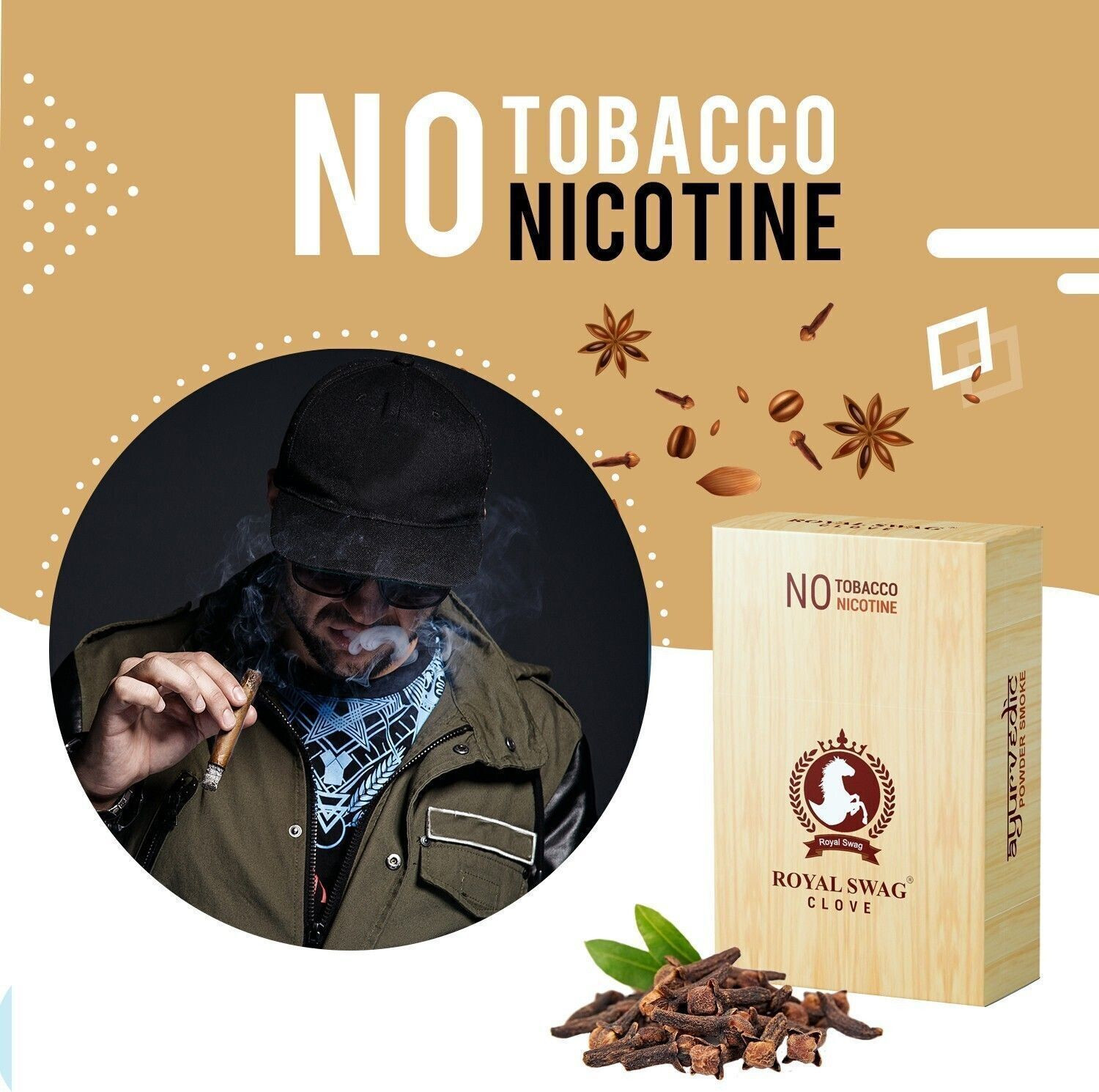 Image of ROYAL SWAG Ayurvedic Herbal Cigarette Clove Flavour(20 Stick) Tobacco And Nicotine Free Smoking Cessations