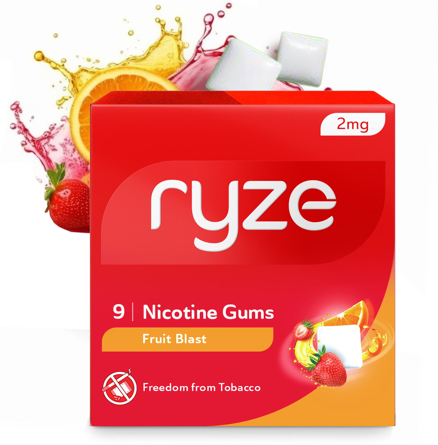 Image of Ryze Nicotine Gum 2mg (Fruit Blast) | 9 Gums Smoking Cessations