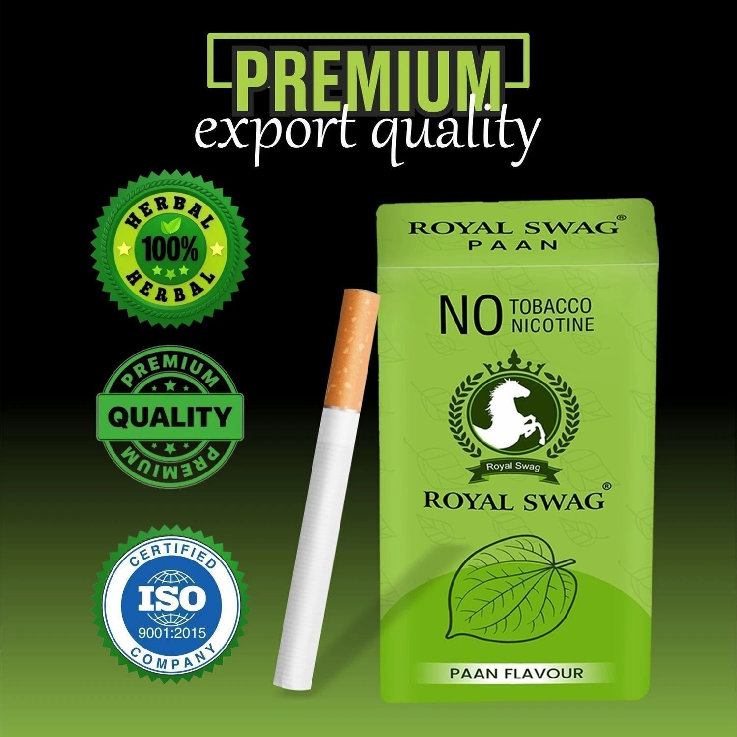 Image of ROYAL SWAG Ayurvedic Herbal Cigarettes PAAN, Mint Flavor - 20 Sticks Ayurvedic Dhumapana Smoking Cessations