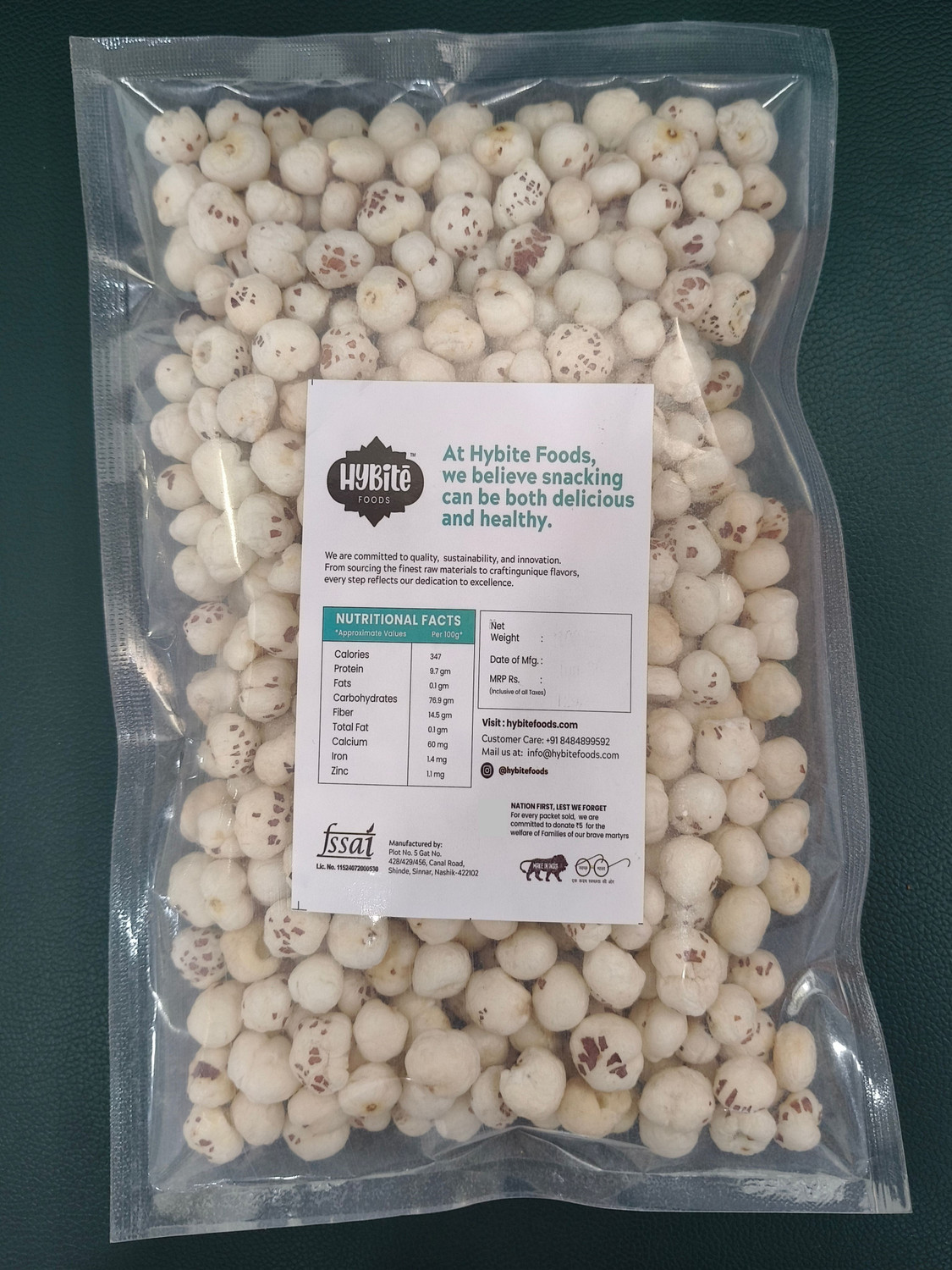 Image of Hybite Premium 4 Suta Handpicked Makhana | Light & Crunchy Fox Nuts | Healthy Snack Lotus Seeds(Makhana)