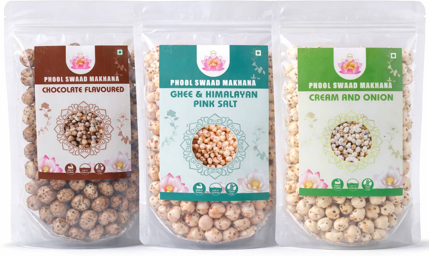 phool swaad Assorted (Chocolate, Cream & onion, Himalayan salt) Roasted Makhana