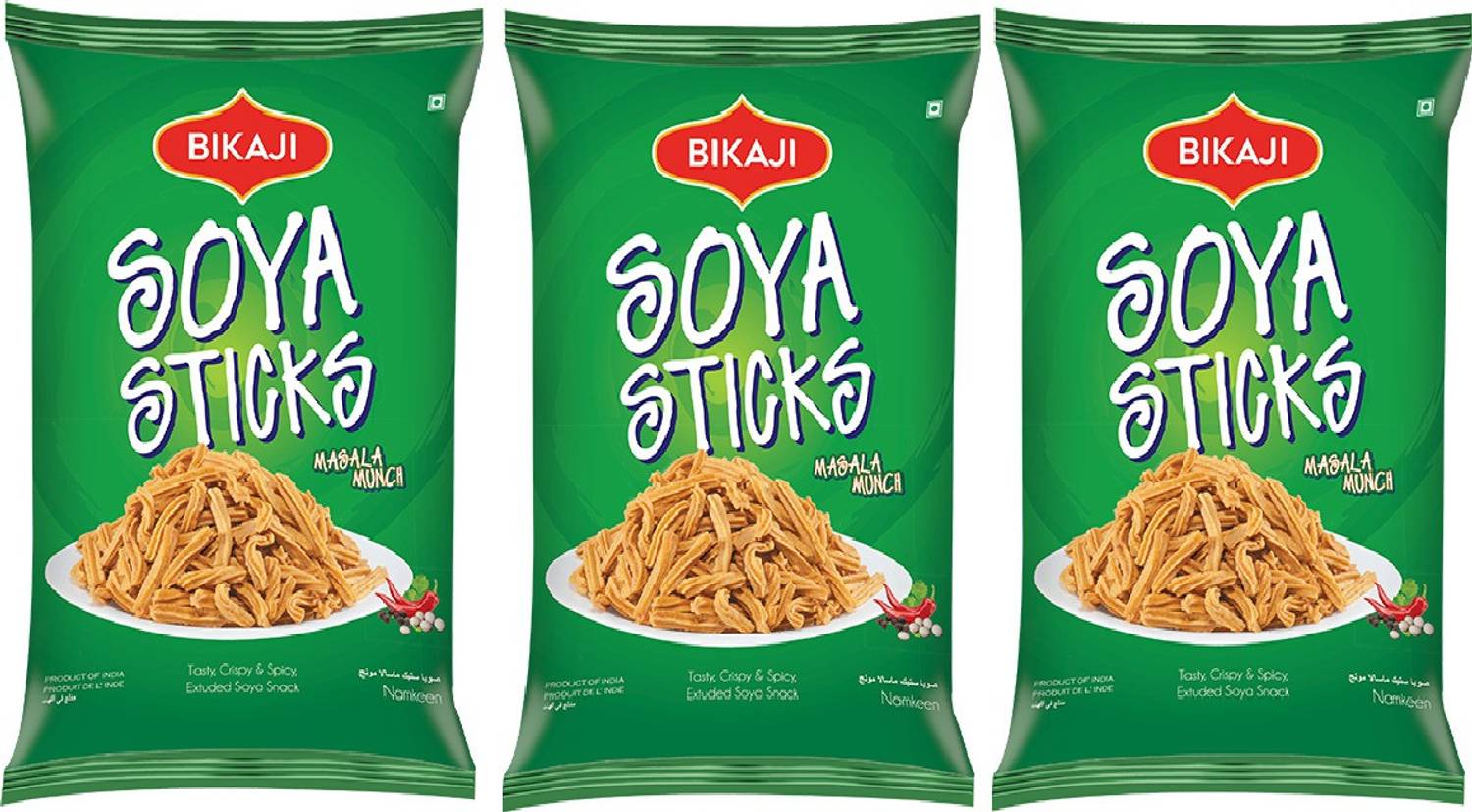 Bikaji Soya Sticks Masala Munch Pack Of 3 (200Gm * 3) Snack Bar