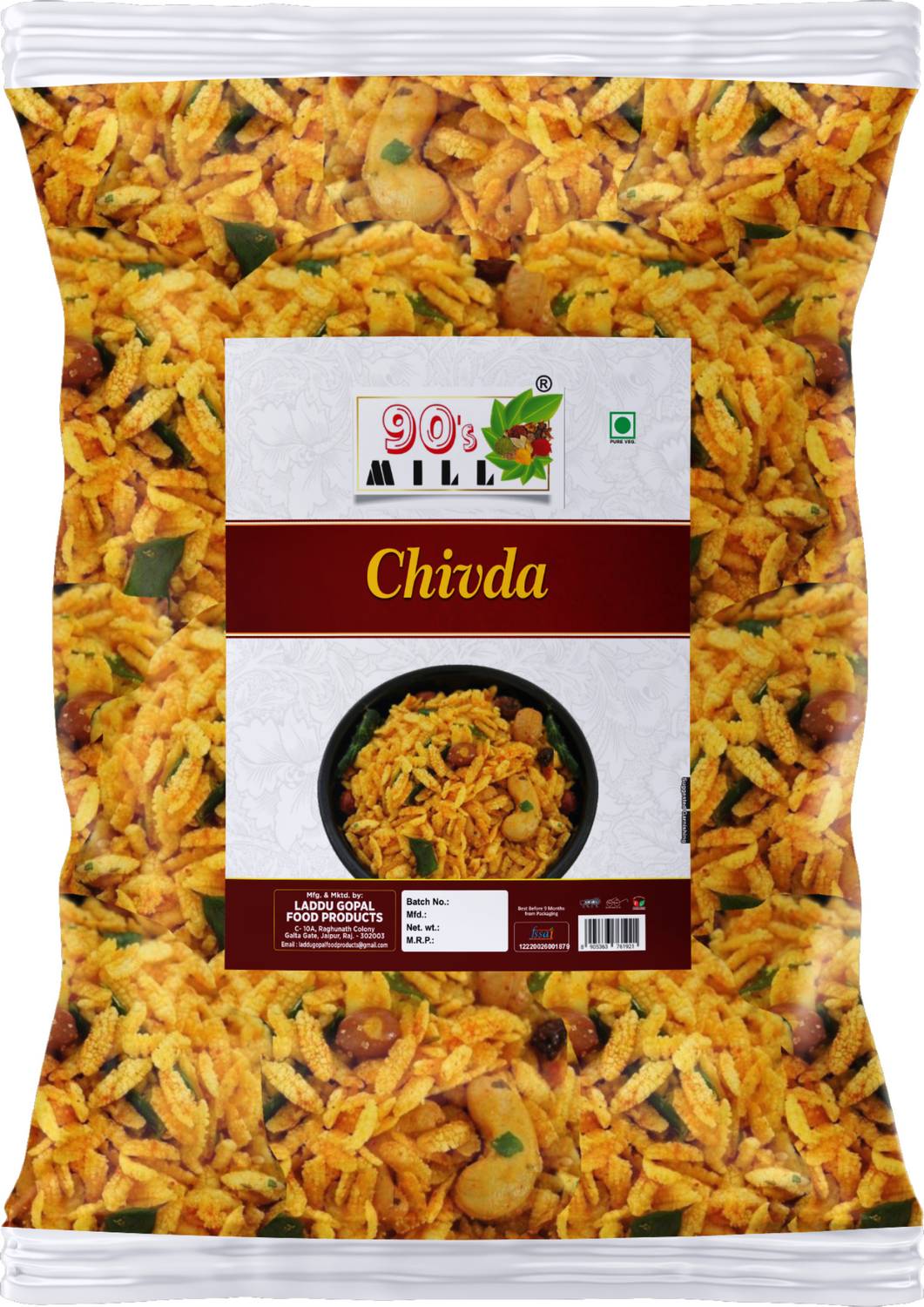 90's MILL Marathi Chivda Chevda Namkeen | Organic Namkeen Kaju Kishmish Chiwda-250g*1Pack Chivda