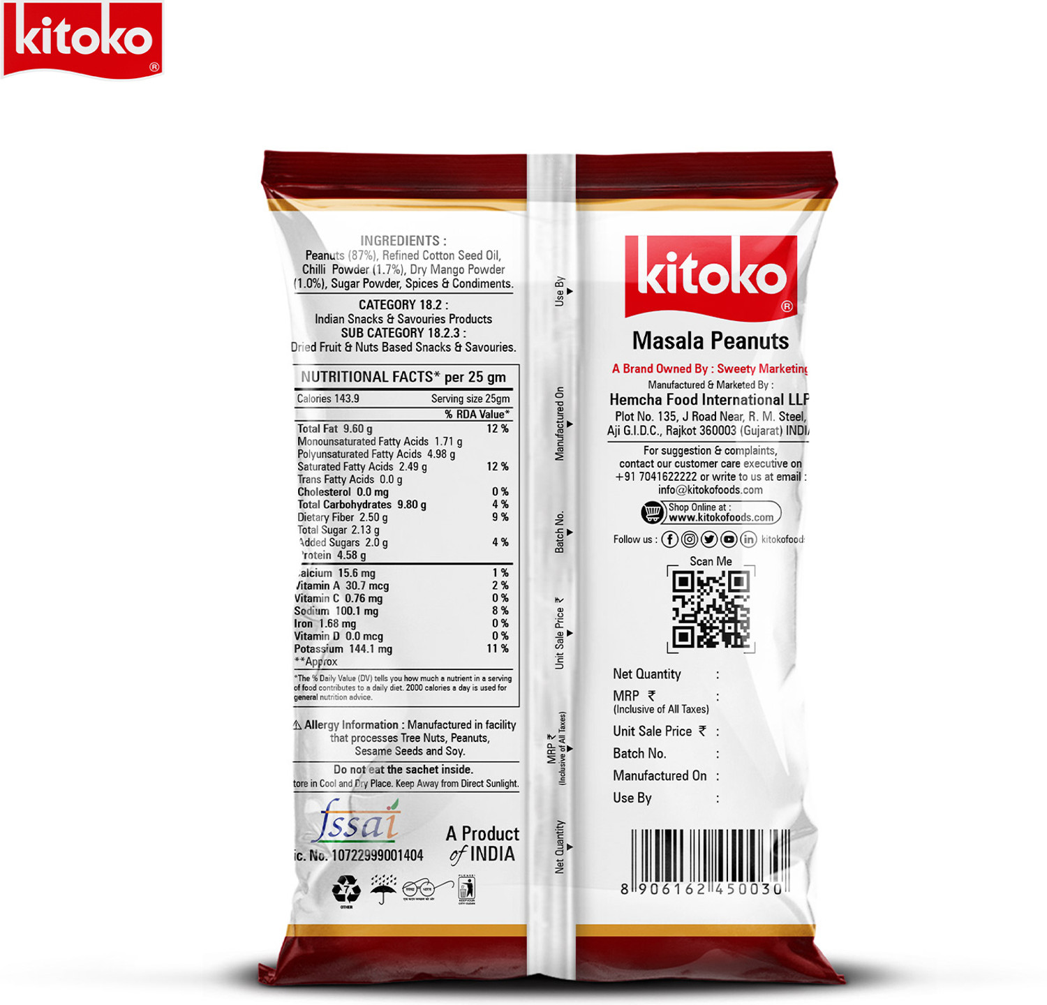 Image of Kitoko Roasted Masala Peanuts | Namkeen Masala Sing | Crunchy Moongfali Masala Singdana Masala Peanuts