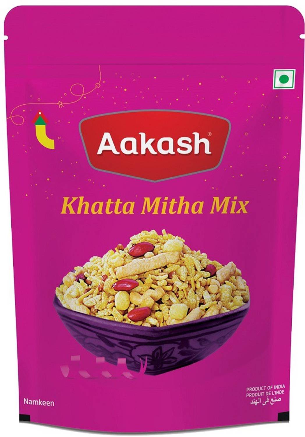 AAKASH Namkeen Khatta Mitha Mix |Mouthwatering sweet & sour | Pack of 2 | 350 Gm Each Khatta Meetha
