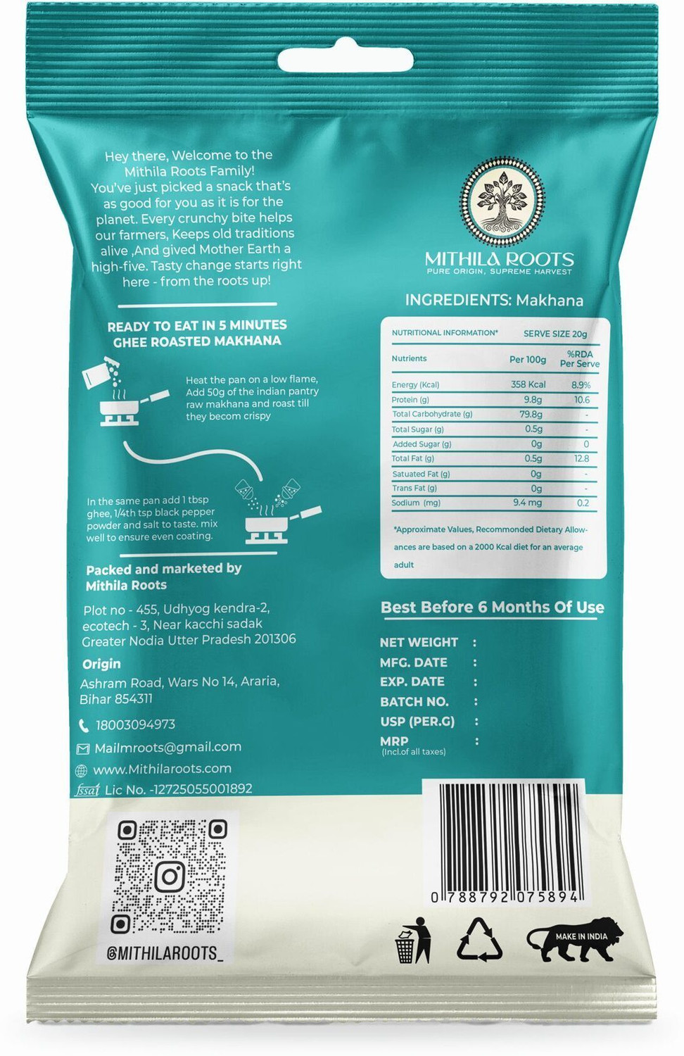 Image of MITHILA ROOTS PURE ORIGIN, SUPREME HARVEST Premium Makhana