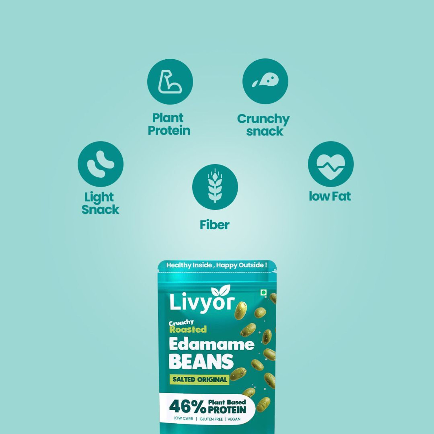 Image of LIVYOR Roasted Edamame Beans | Salted Original | Plant-Based Protein | Gluten Free Beans (Salted /Roasted)