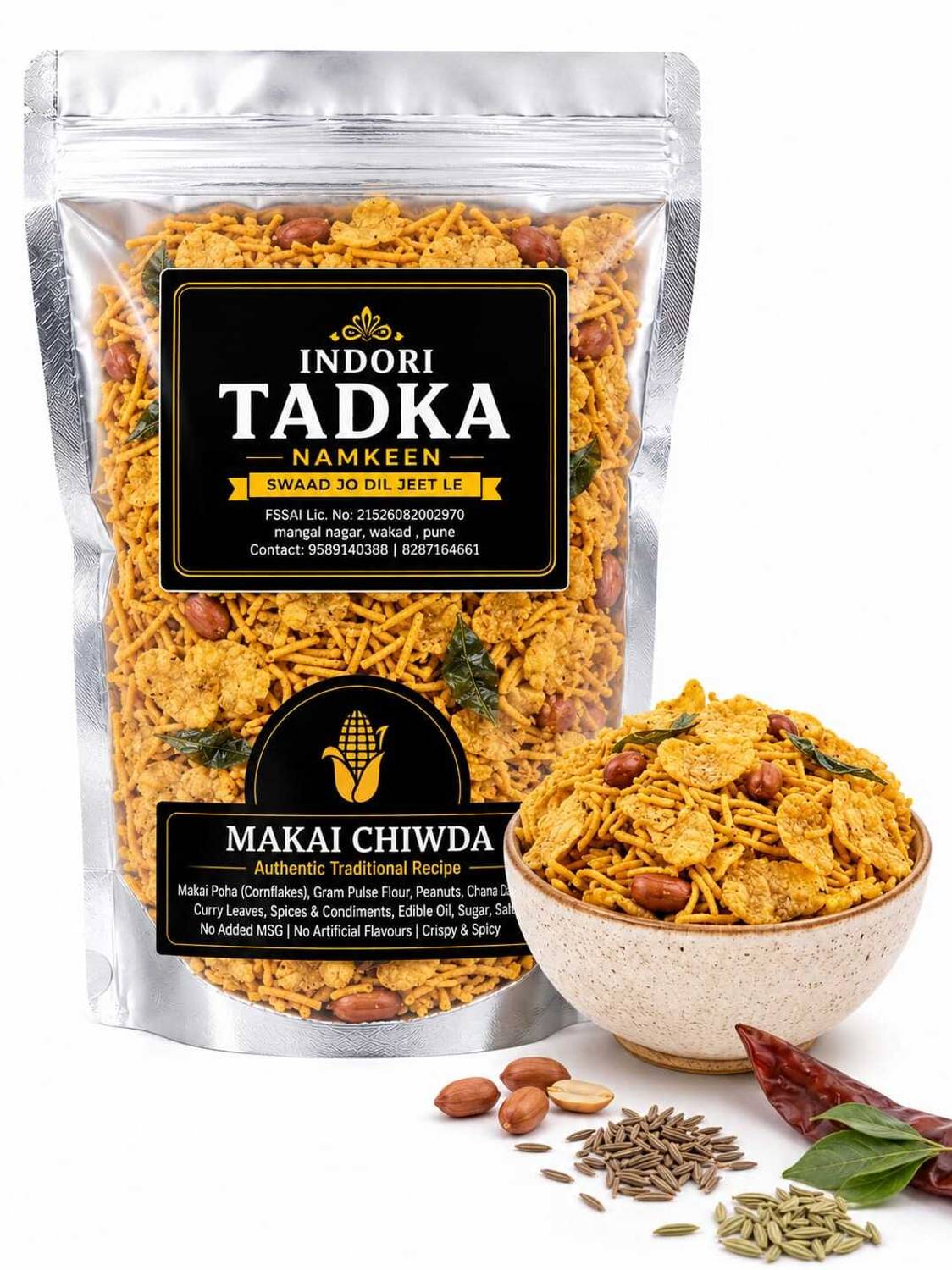 Indori tadka Makai Chiwda | Corn Mixture Namkeen
