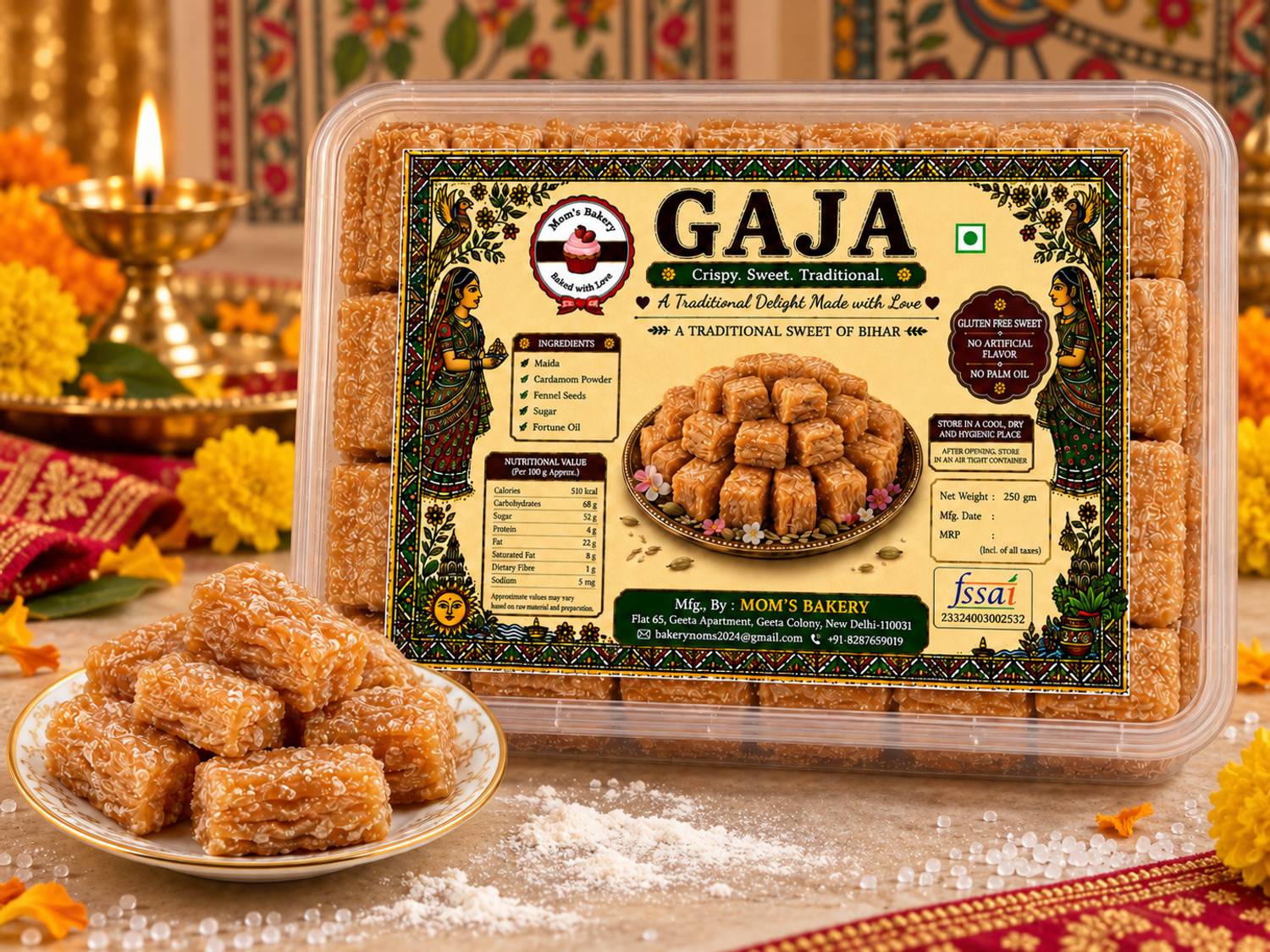 MOM'S BAKERY Traditional Bihari Gaja Sweet | Tasty Mithai | Festive & Special Occasion Sweet Sweet Sesame Crackers