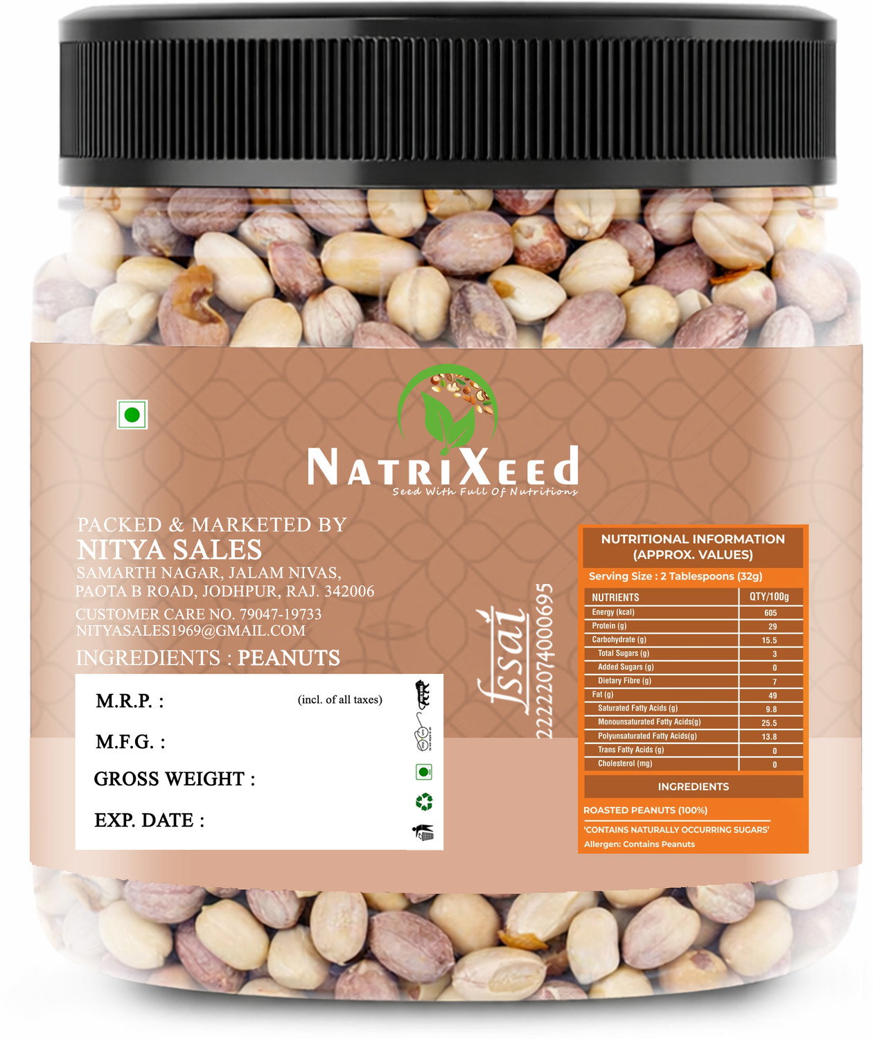 Image of Natrixeed Roasted Salted Peanuts \ Moongfali (1kg) | Rich Healthy | Crunchy Tea Time Snack Roasted & Salted Peanuts