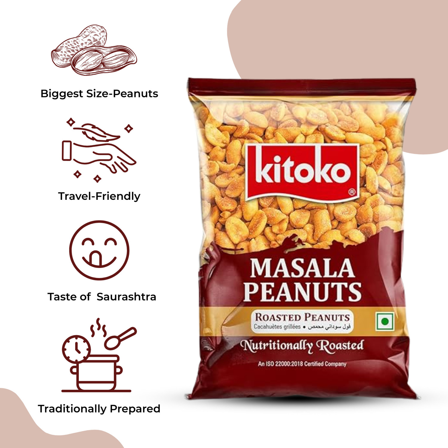 Image of Kitoko Roasted Masala Peanuts | Namkeen Masala Sing | Crunchy Moongfali Masala Singdana Masala Peanuts