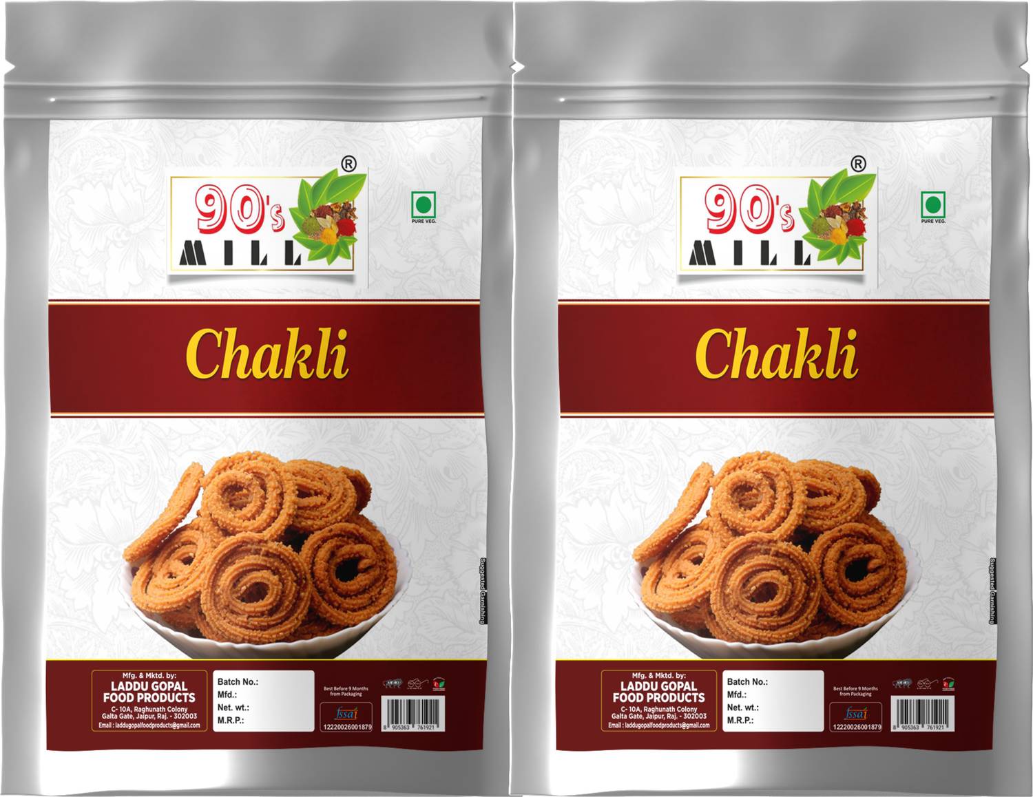 90's MILL Organic Peri Peri Chakli Snack | Kerala Special Murukku Chakli Snacks-350g*2Pack Chakli