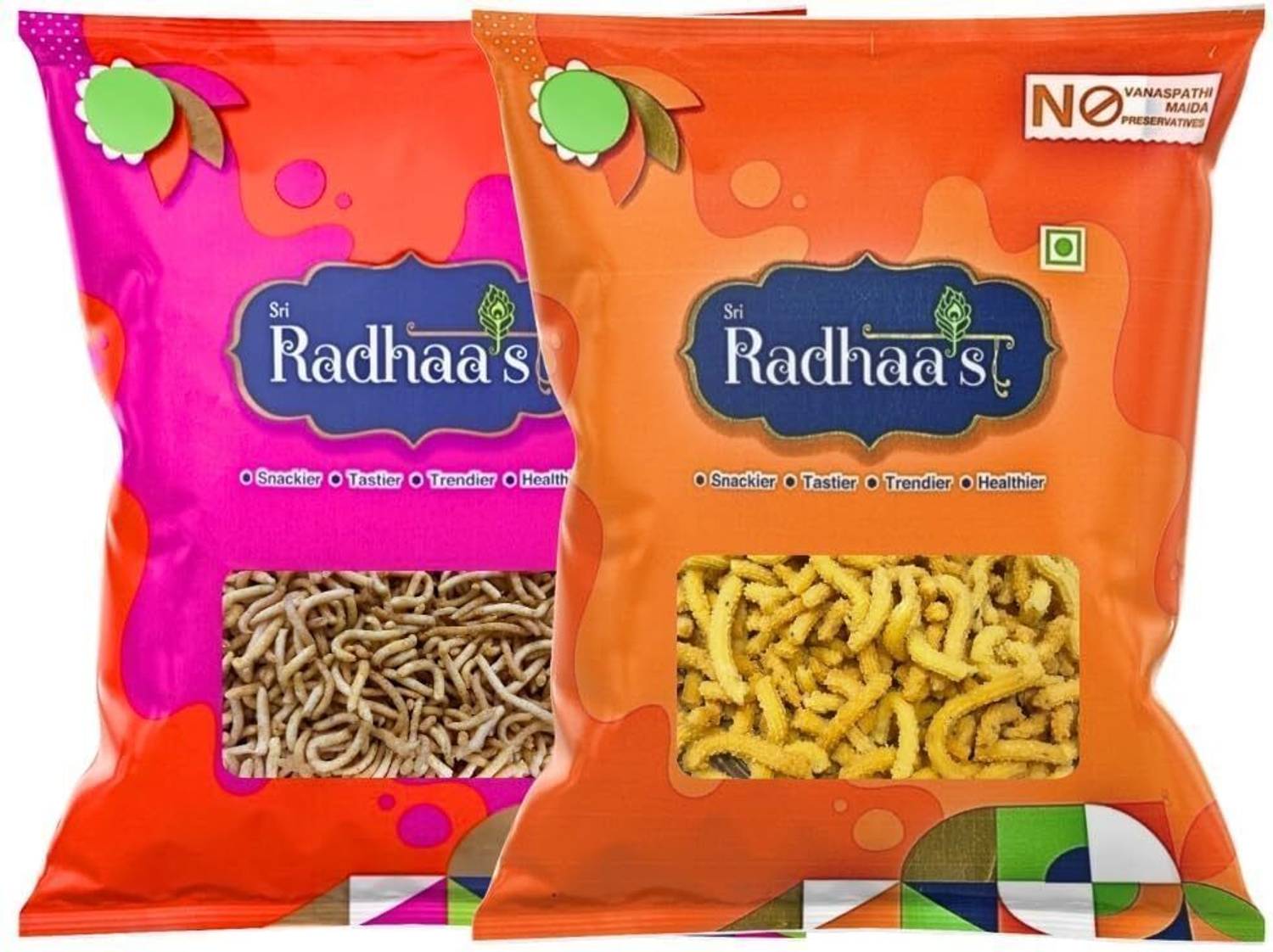 Sri Radhaa's Butter Murukku & Kara Sev Combo |Crispy South Indian Namkeen Snacks 150g Each Sev