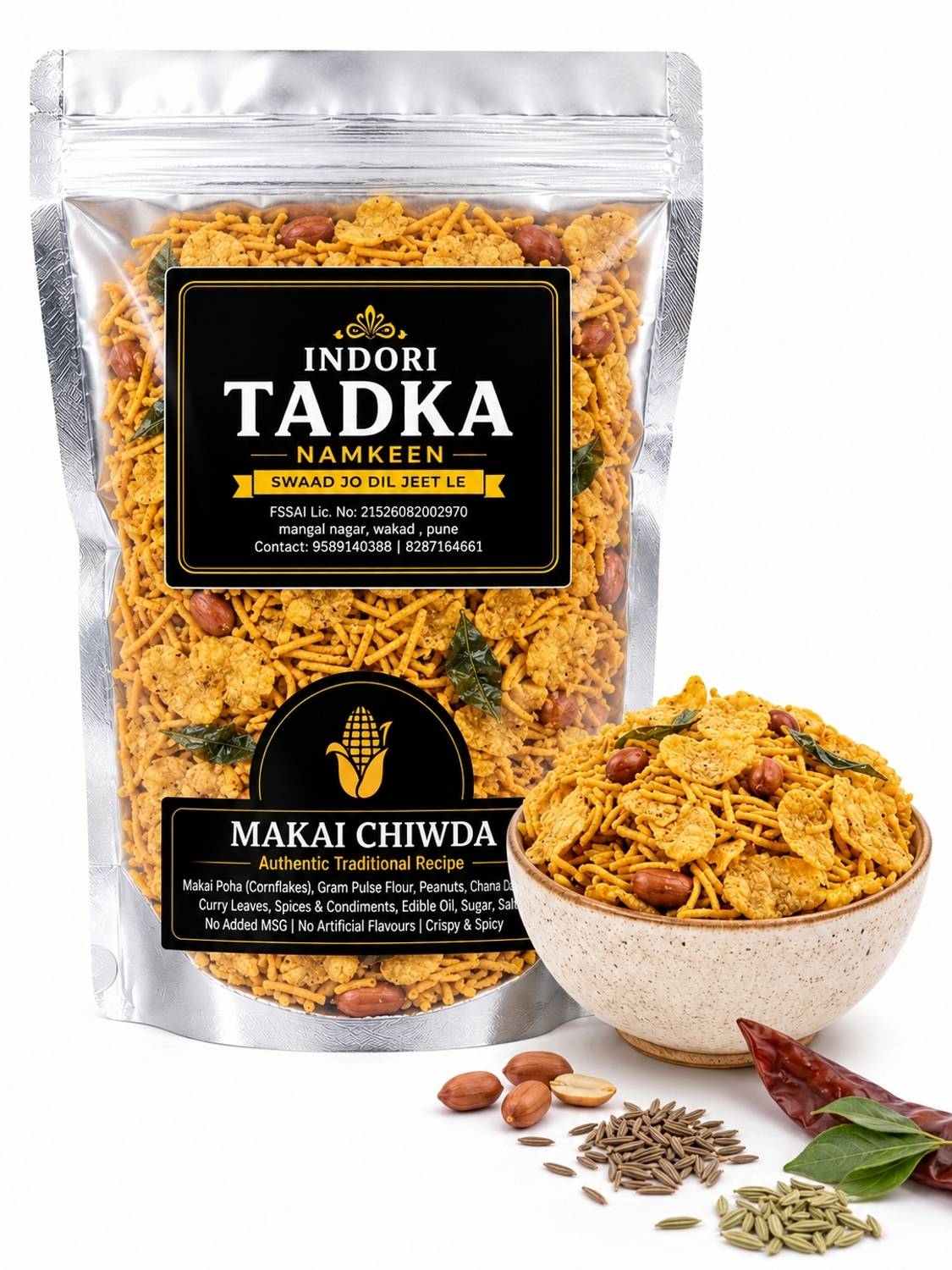 Indori tadka Makai Chiwda | Corn Mixture Namkeen