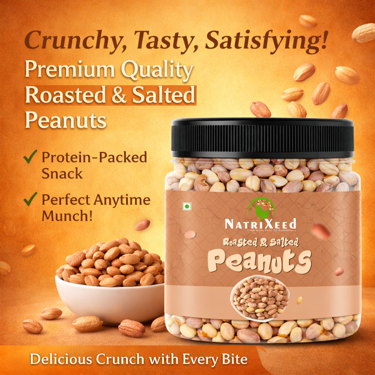Image of Natrixeed Roasted Salted Peanuts \ Moongfali (1kg) | Rich Healthy | Crunchy Tea Time Snack Roasted & Salted Peanuts