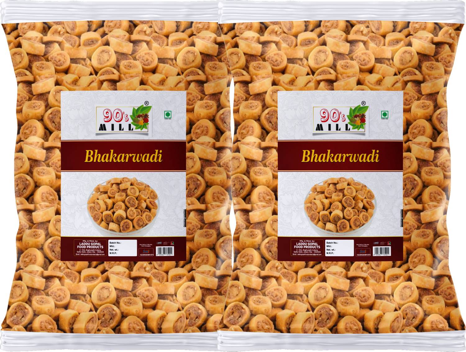 90's MILL Marwar Bhakarwadi Bikaneri | Classic Rajasthani Bhakarwadi Snack-150g*2Pack Bhakarwadi