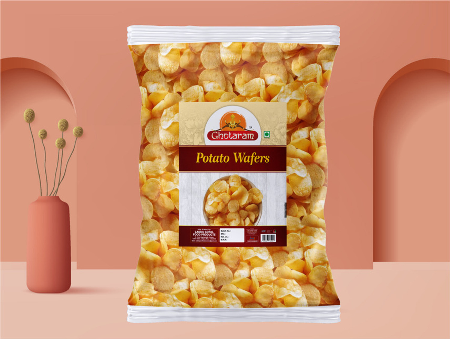 Image of GHOTARAM Farali Special Namkeen Salted Potato Chips Aloo Chips Potato Wafers-300g*1Pack Namkeen