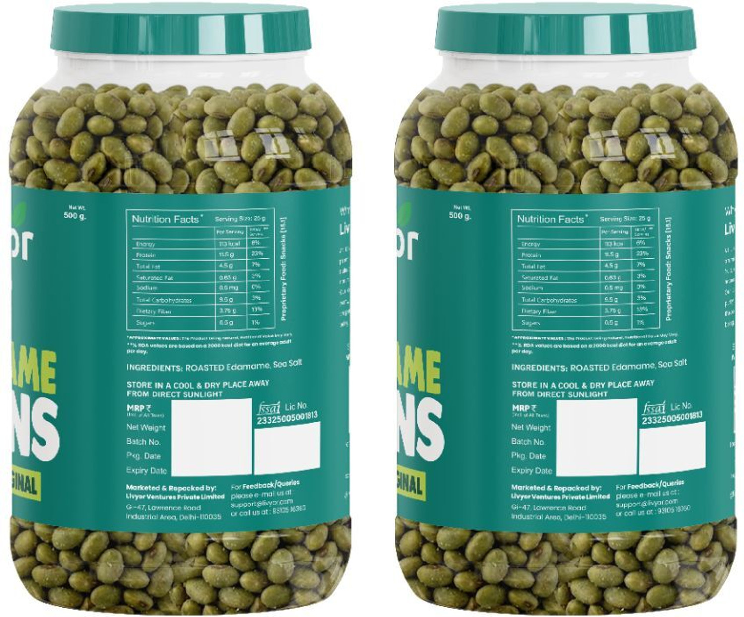 Image of LIVYOR Roasted Edamame Beans | Salted Original | Plant-Based Protein | Gluten Free Beans (Salted /Roasted)