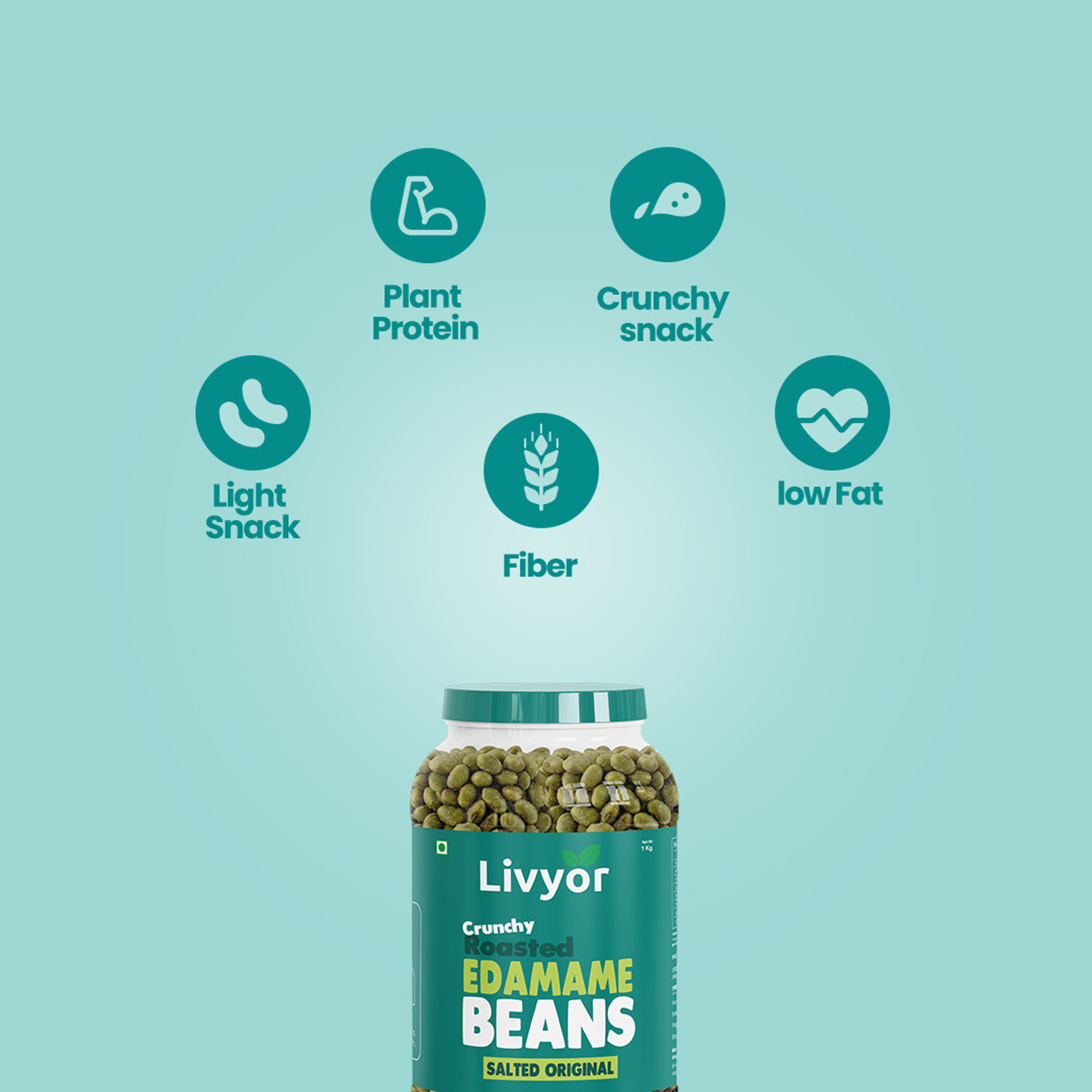 Image of LIVYOR Roasted Edamame Beans | Salted Original | Plant-Based Protein | Gluten Free Beans (Salted /Roasted)