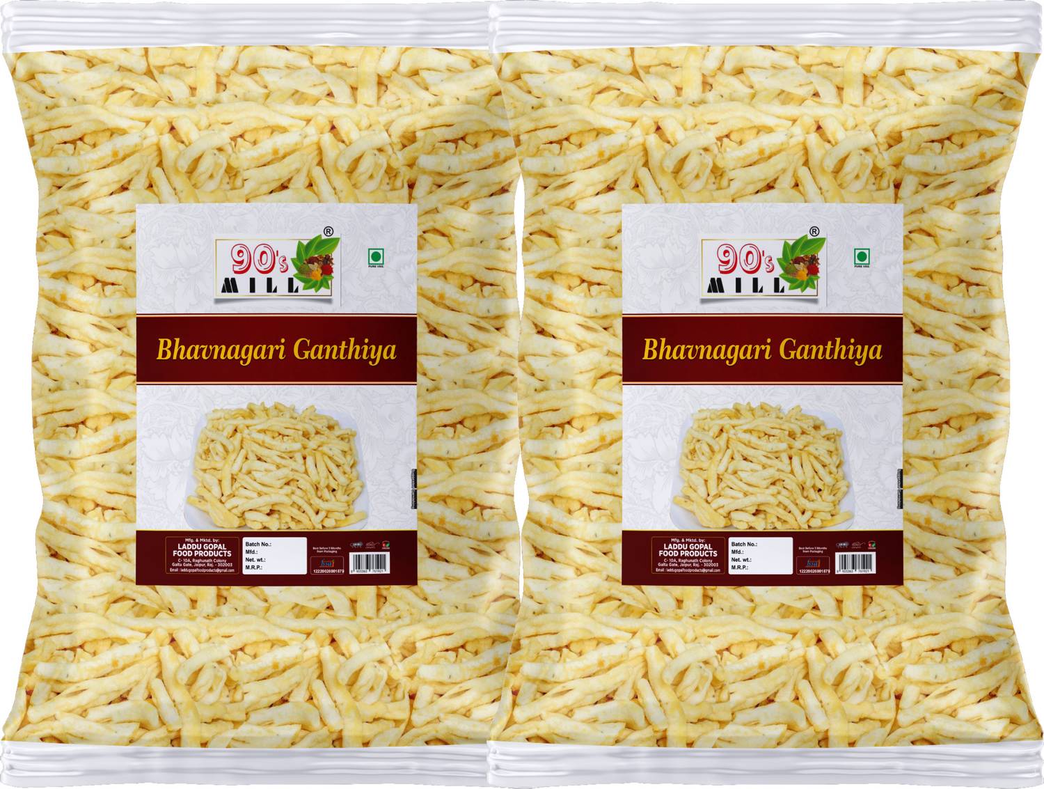 90's MILL Fiki Gujarati Gathiya Special Soft Bhavnagri Ganthiya Bhavnagari Sev-150g*2Pack Gathiya