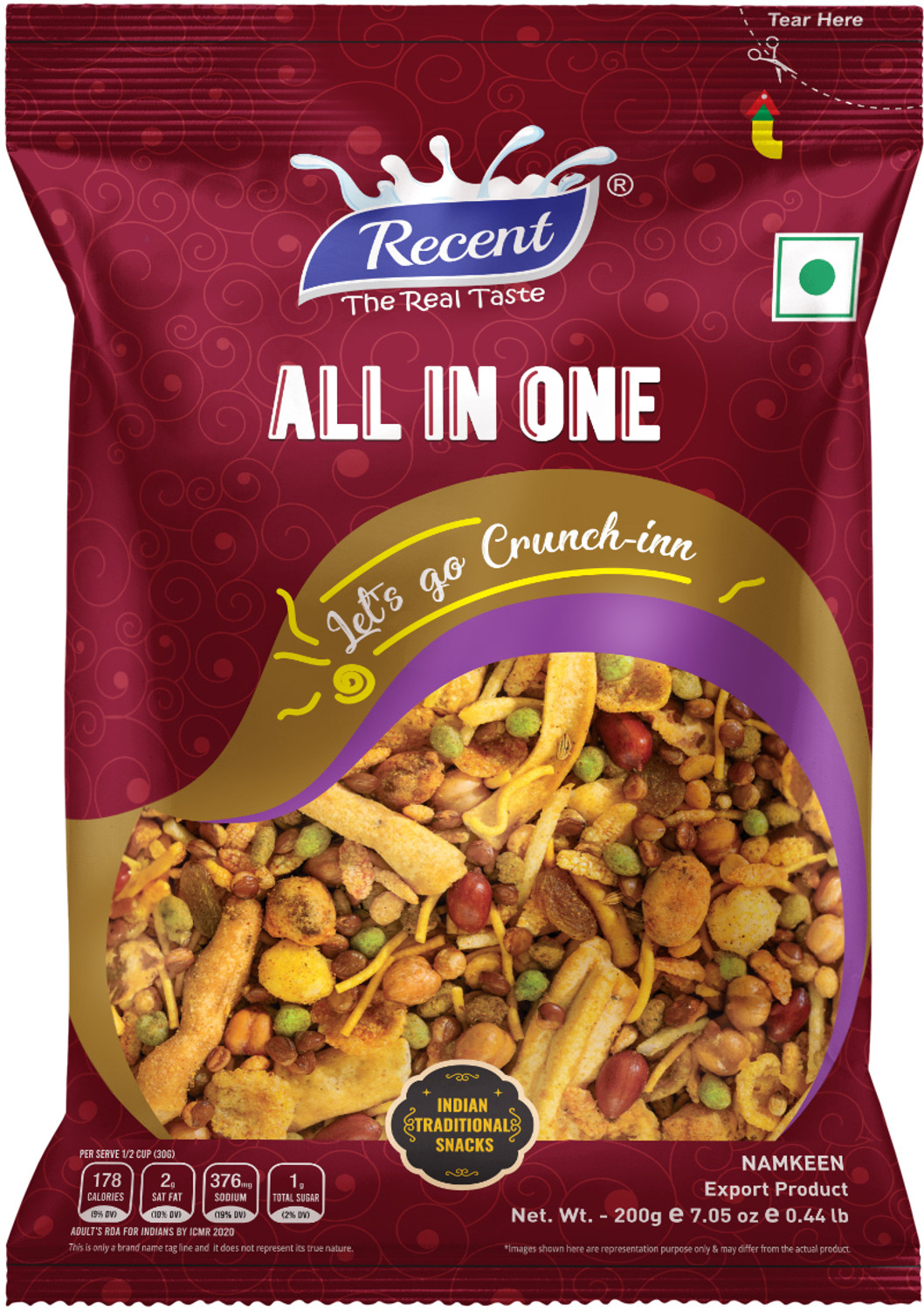 Image of RECENT-THE REAL TASTE All In One Namkeen Mix | Crunchy & Spicy Indian Snack Mixture