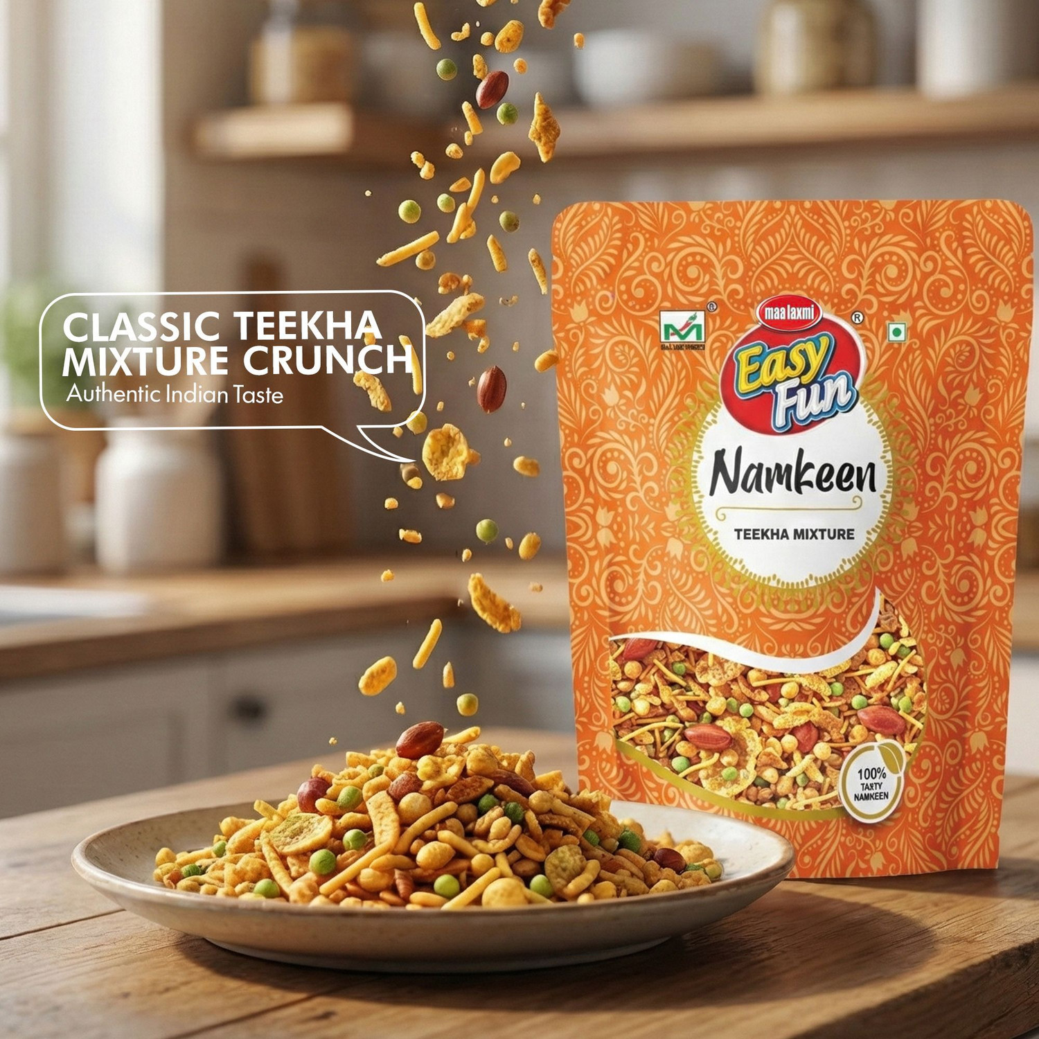 Image of easy fun Teekha Mixture Spicy Crunchy Namkeen with Peanuts & Corn Flakes Mixture